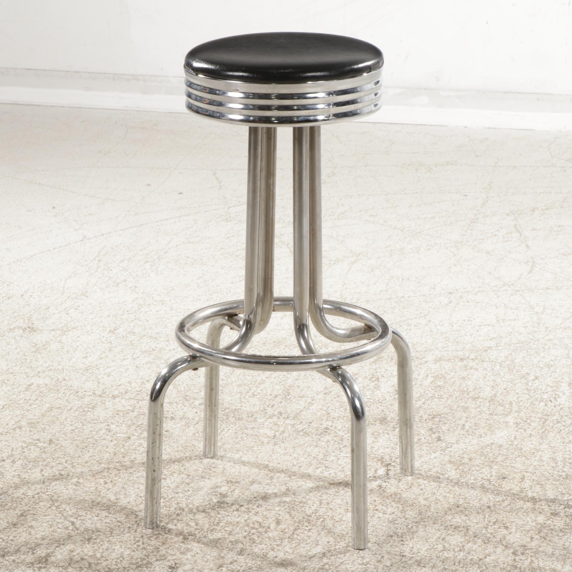 Contemporary Modernist Style Chromed Metal Barstool