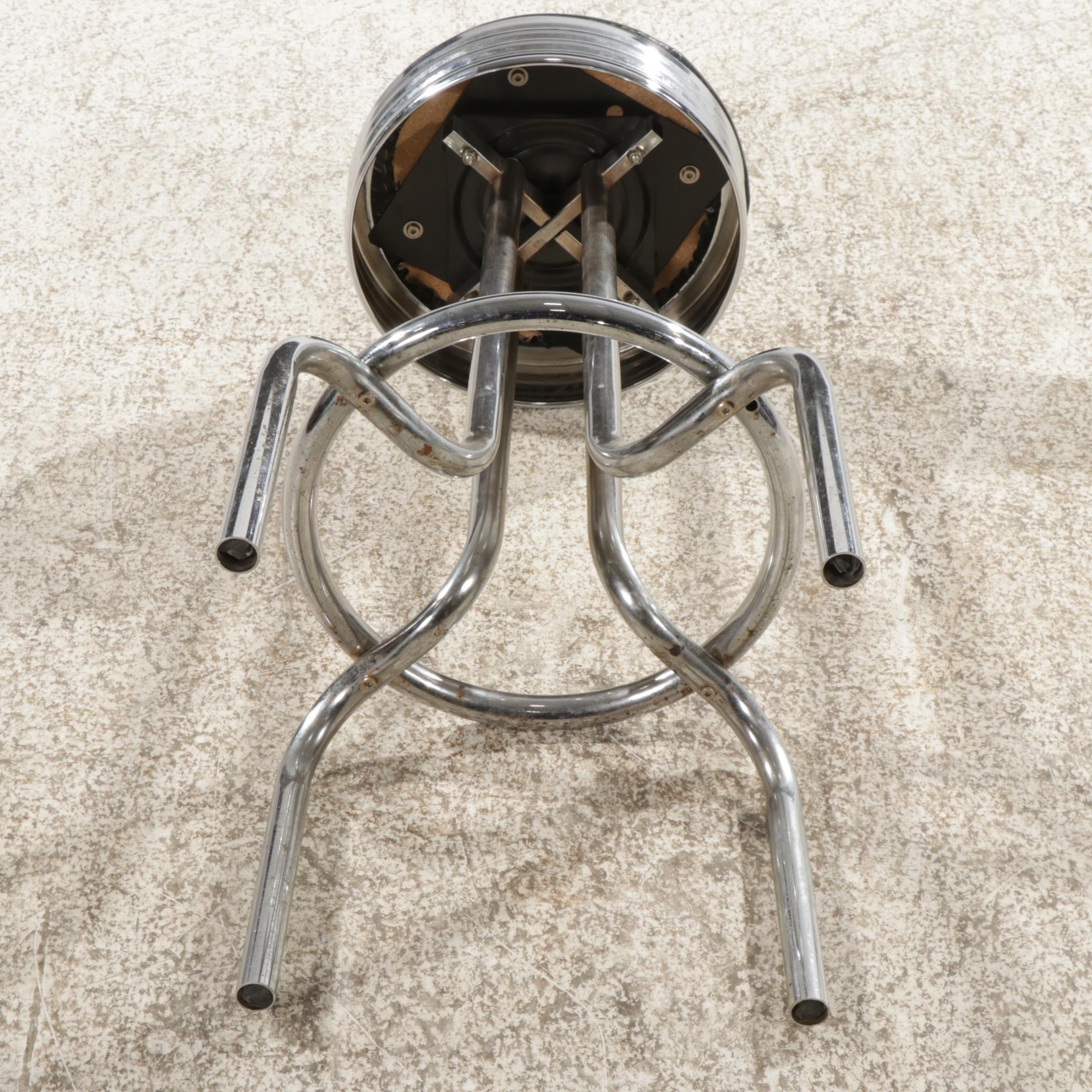 Contemporary Modernist Style Chromed Metal Barstool