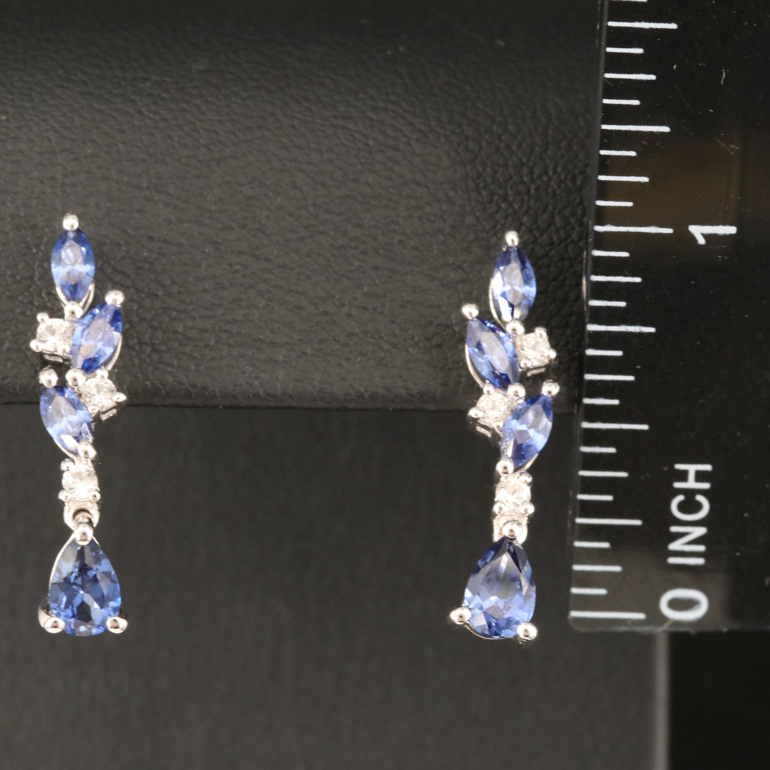 Sterling Sapphire and White Sapphire Earrings