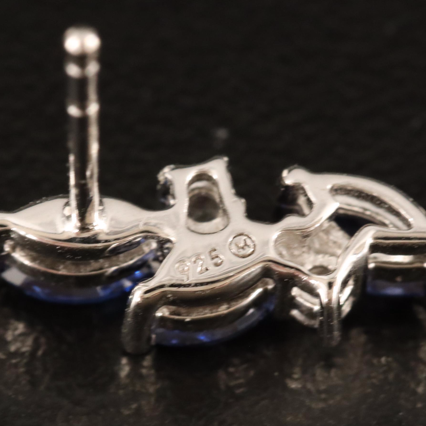 Sterling Sapphire and White Sapphire Earrings