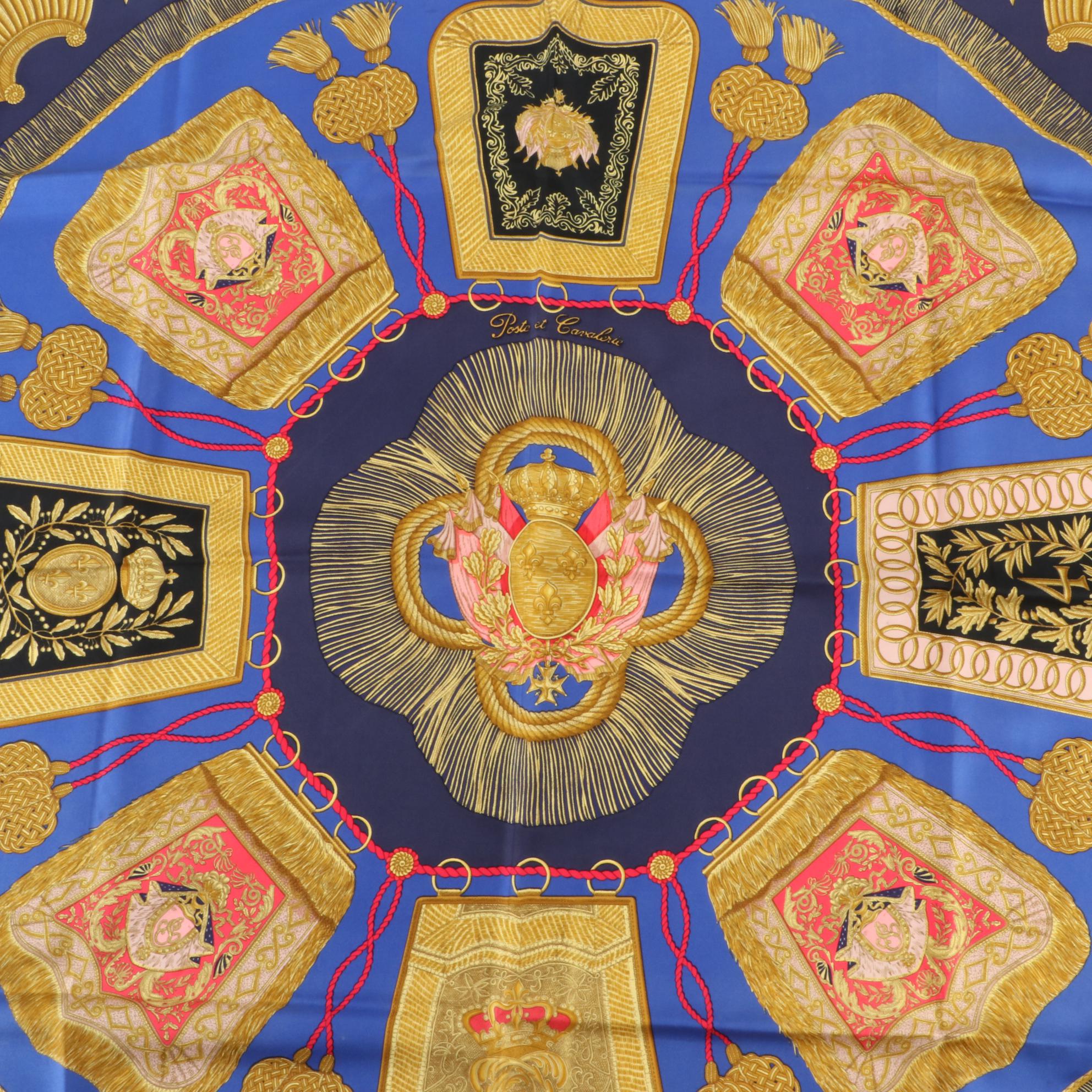 Hermès "Poste et Cavalerie" Scarf 90 in Silk Twill