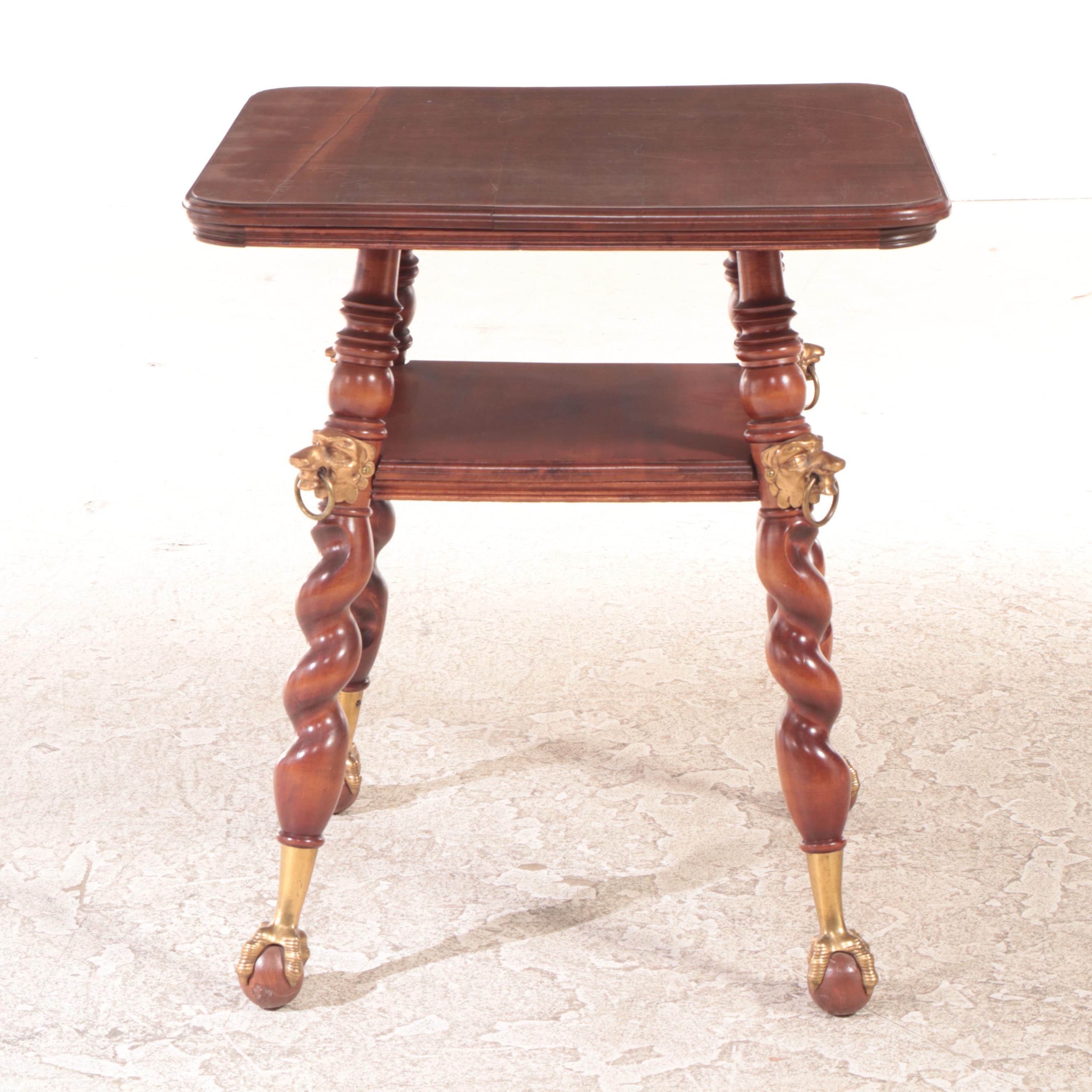 Late Victorian Brass-Mounted Maple Barley-Twist Parlor Table, circa 1900