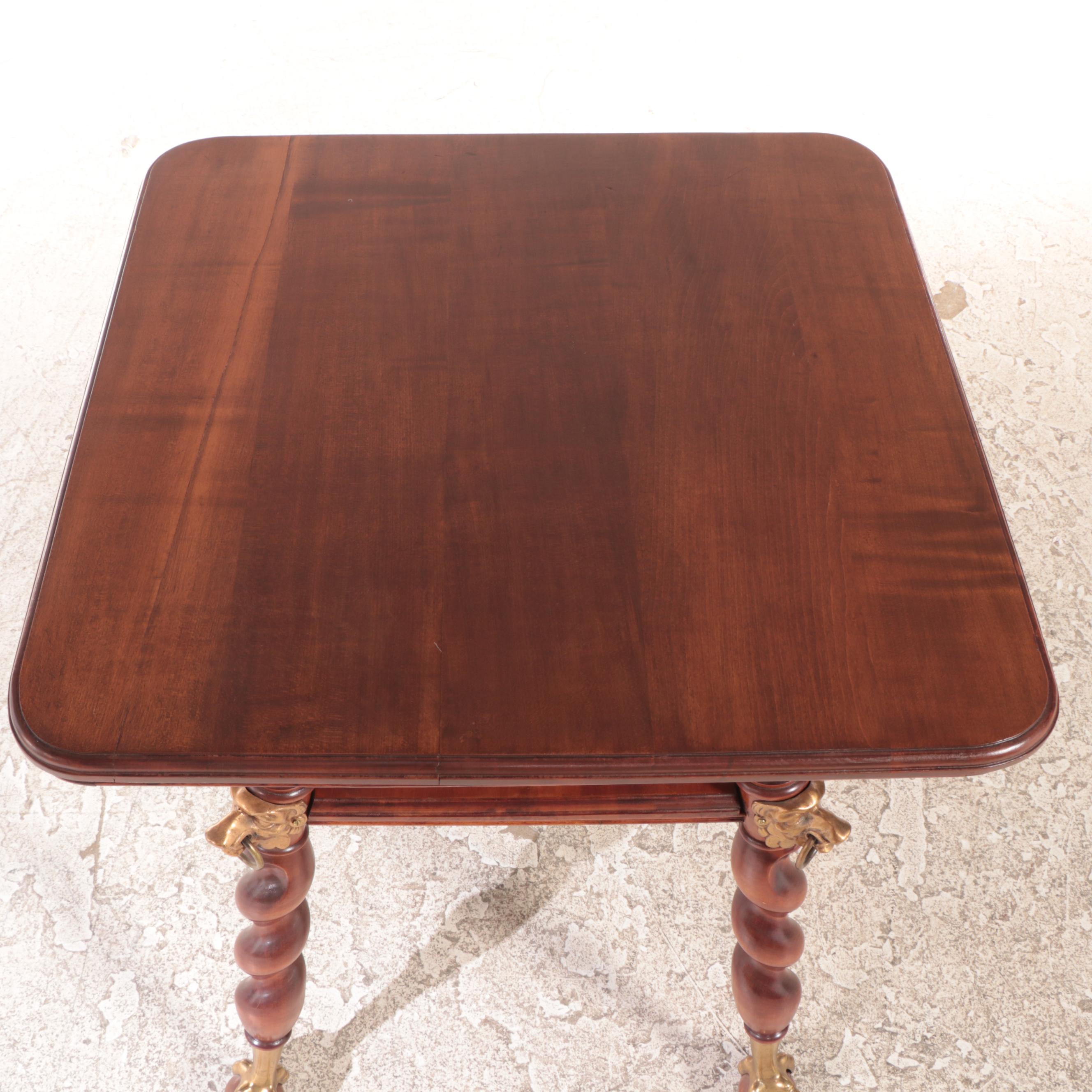 Late Victorian Brass-Mounted Maple Barley-Twist Parlor Table, circa 1900