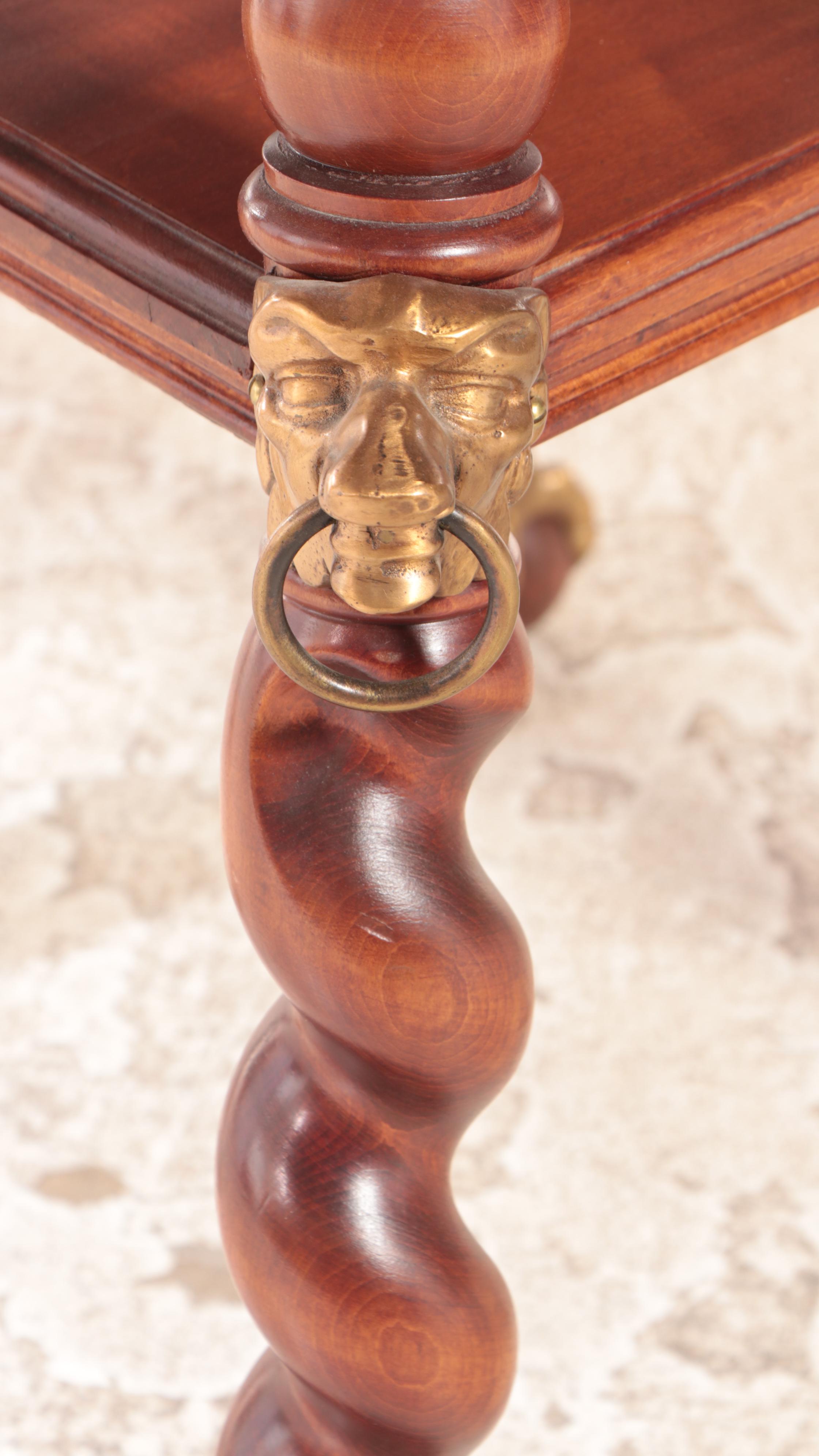 Late Victorian Brass-Mounted Maple Barley-Twist Parlor Table, circa 1900