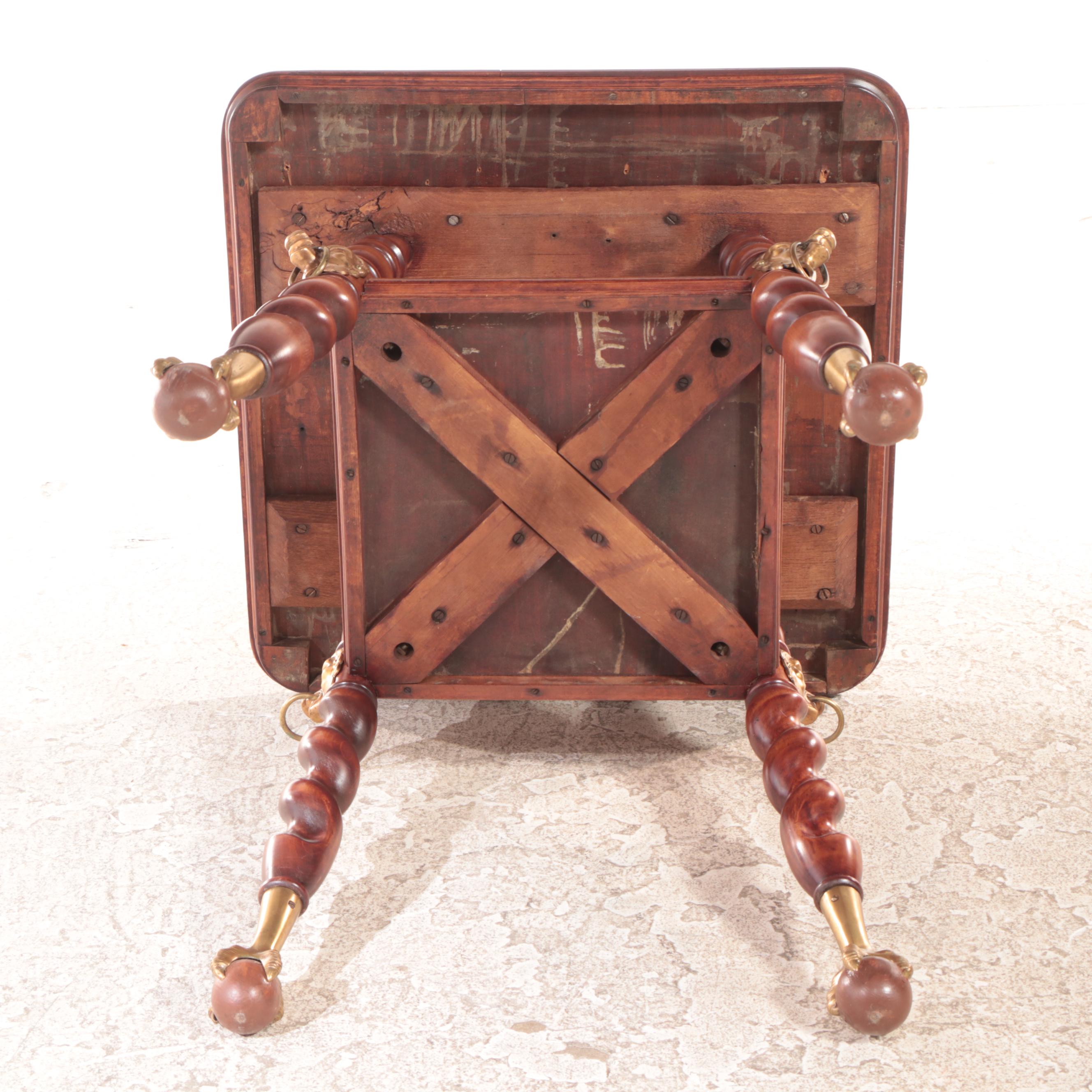 Late Victorian Brass-Mounted Maple Barley-Twist Parlor Table, circa 1900