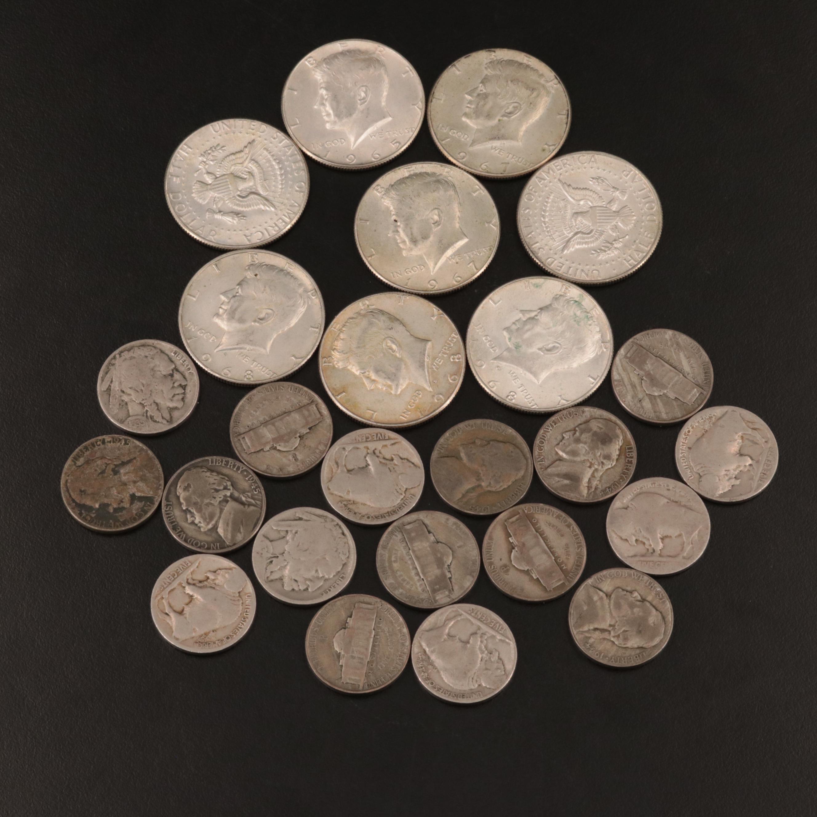 Twenty-Five U.S. Copper-Nickel and 40% Silver Coins