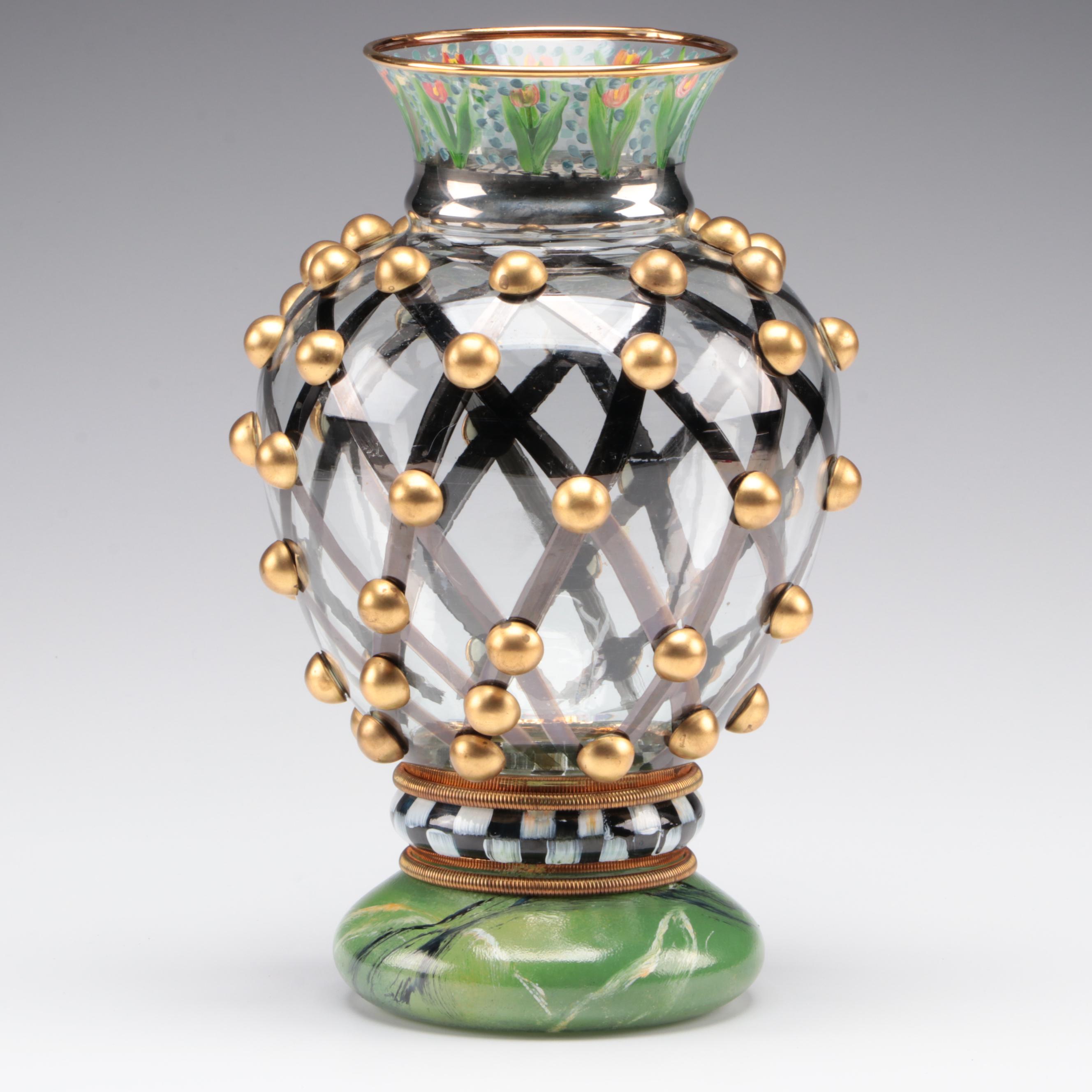 MacKenzie-Childs "Circus" Collection Hand-Painted Glass Vase