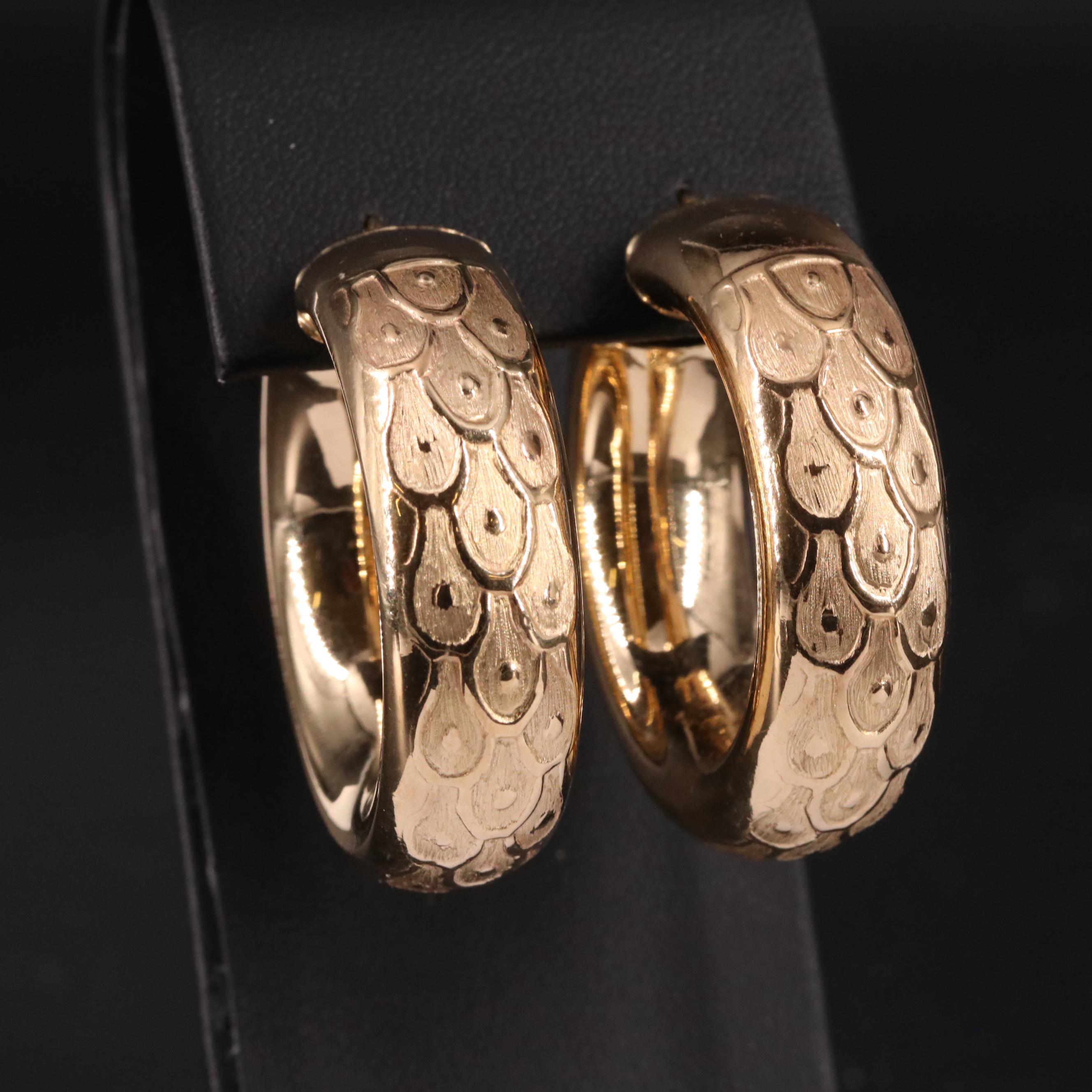 14K Scale Hoop Earrings