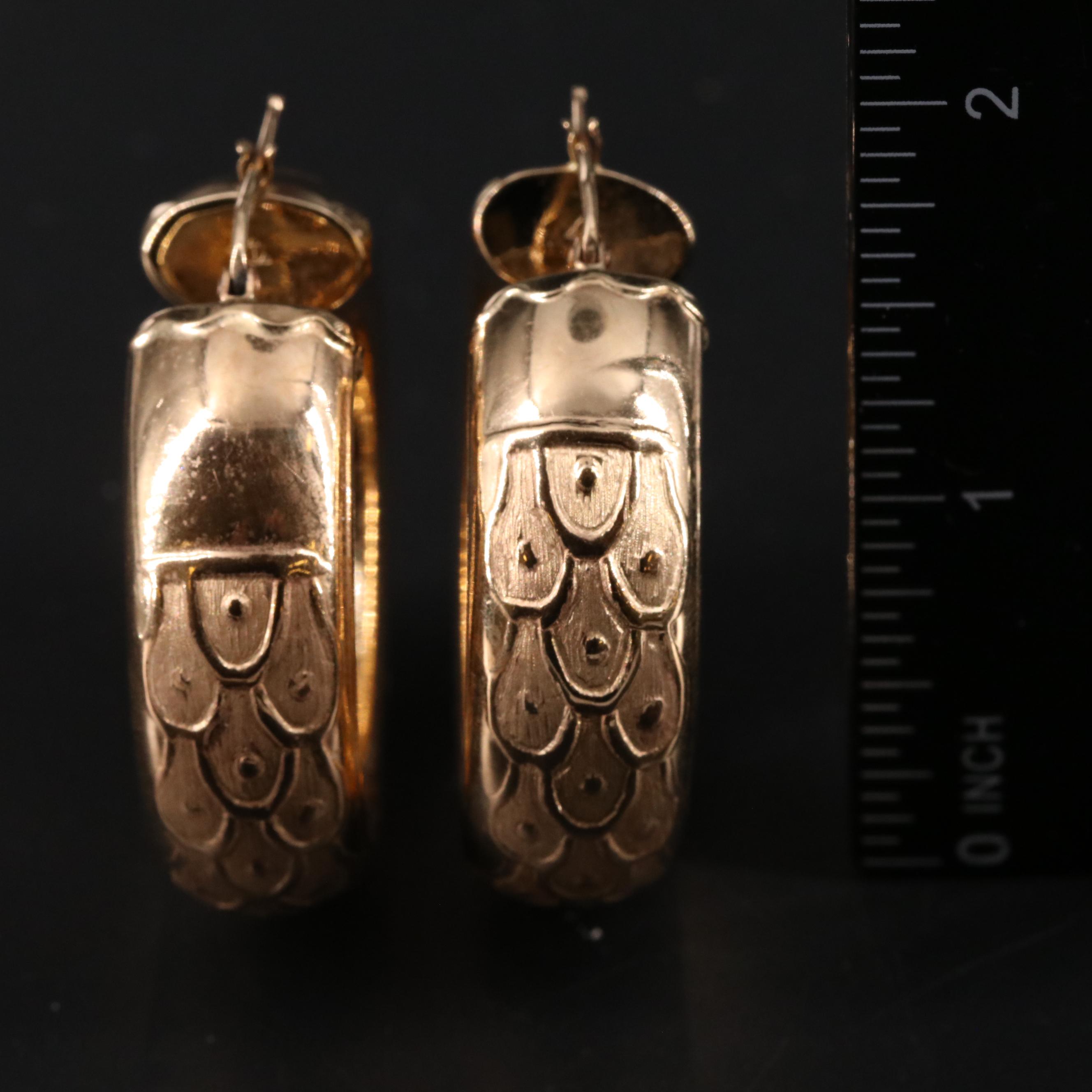 14K Scale Hoop Earrings