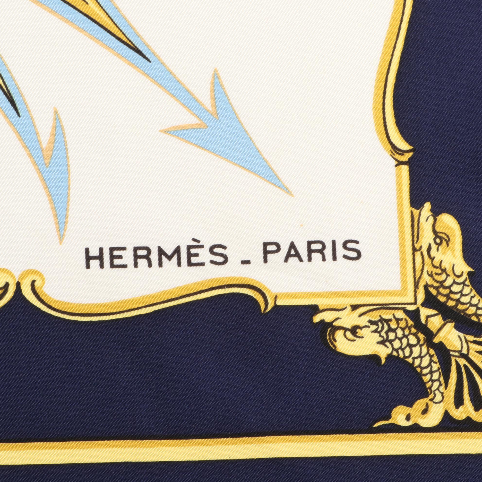 Hermès "La Marine en Bois" Silk Twill Scarf