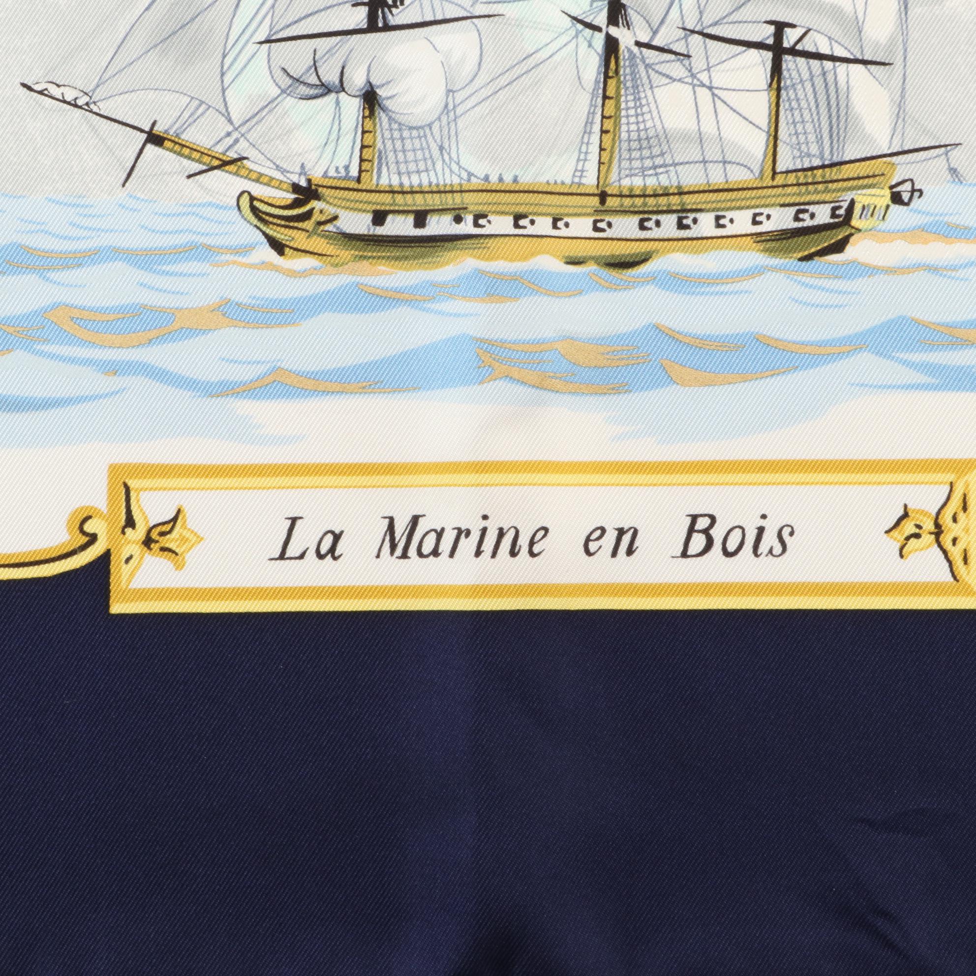 Hermès "La Marine en Bois" Silk Twill Scarf