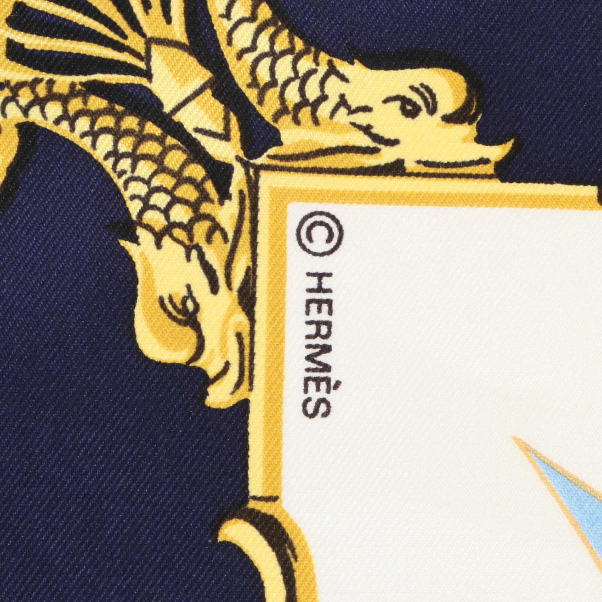 Hermès "La Marine en Bois" Silk Twill Scarf