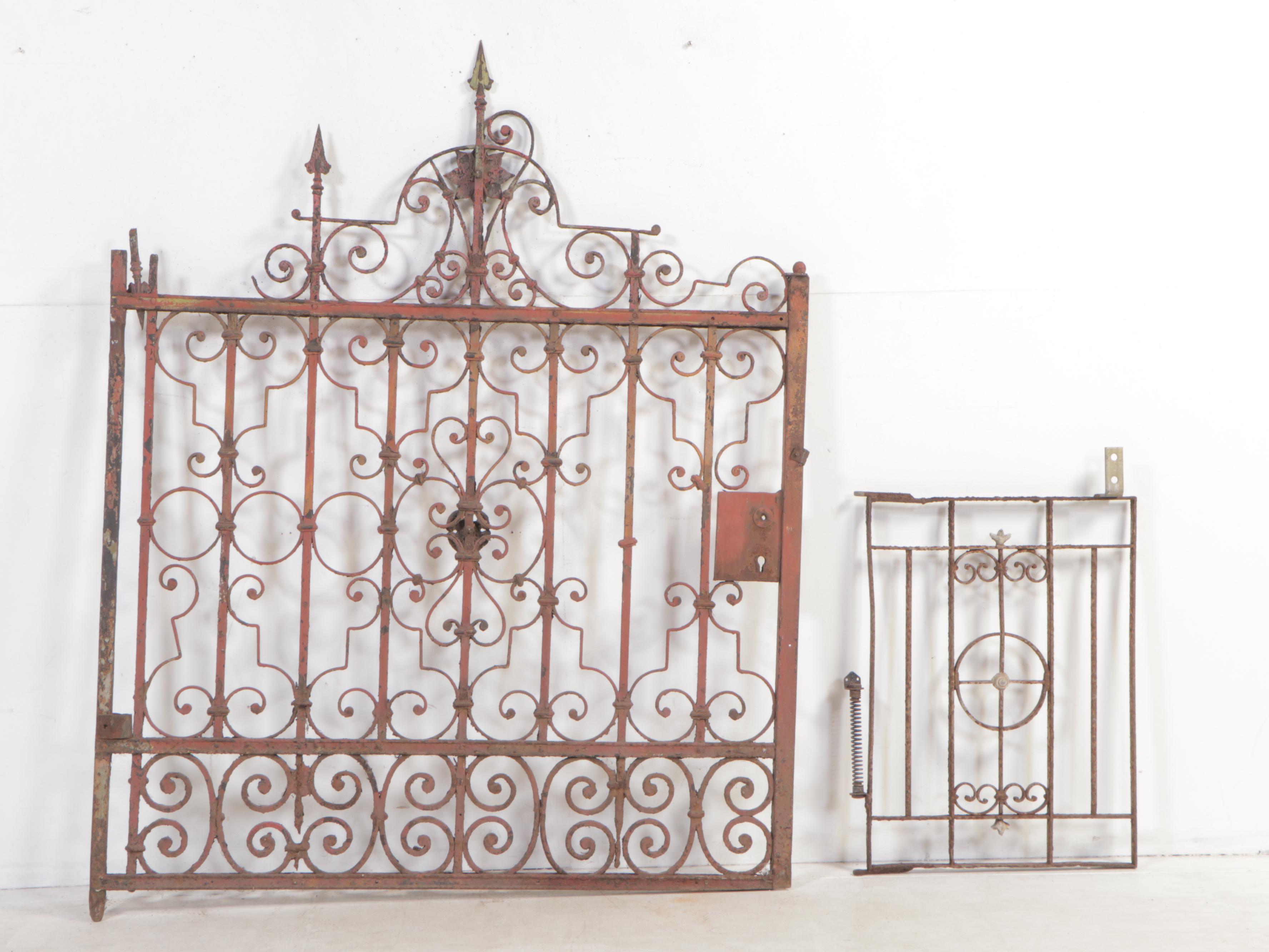 Victorian Wrought Iron Metal Gate and Door Fixture, Antique