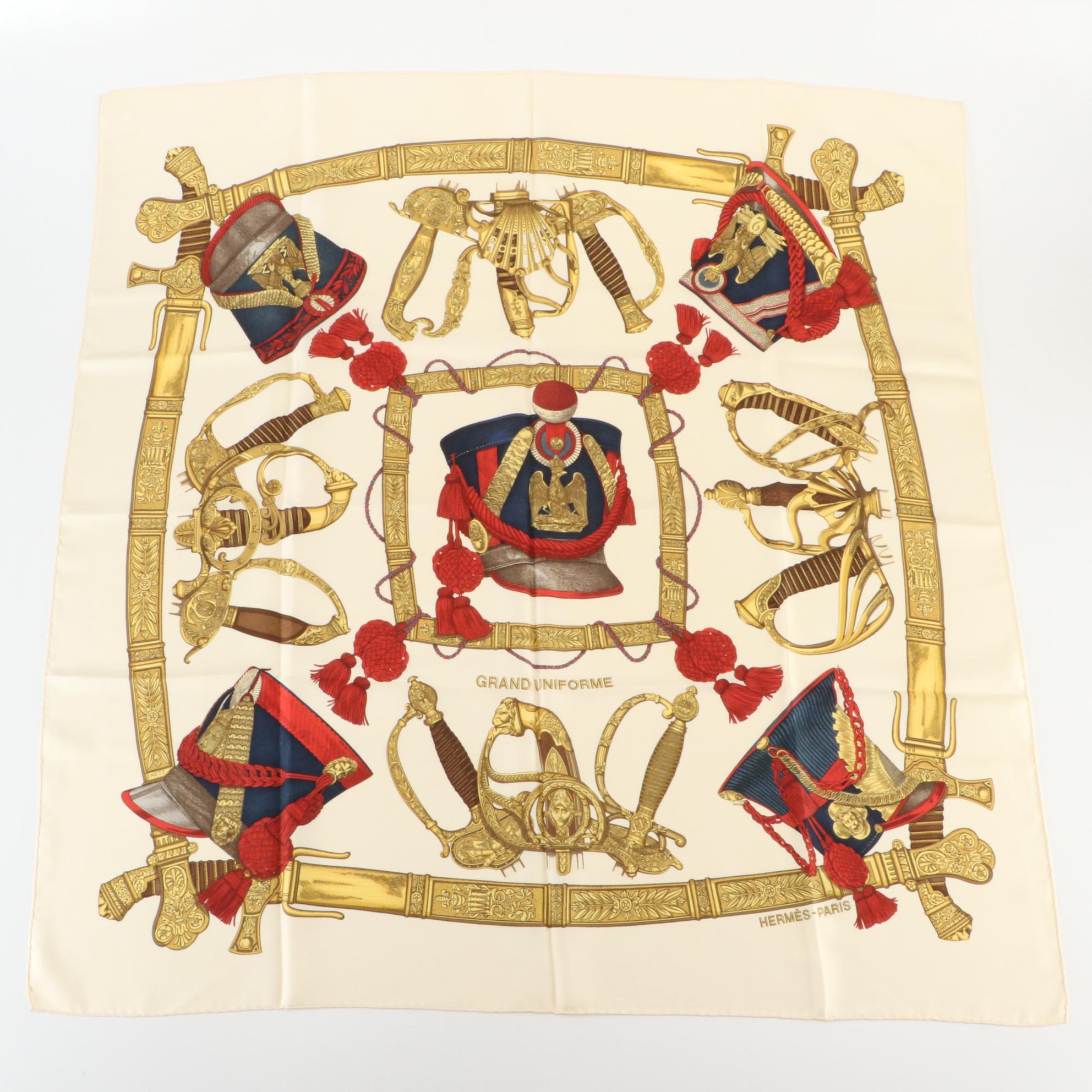 Hermès "Grand Uniforme" Scarf 90 in Silk Twill