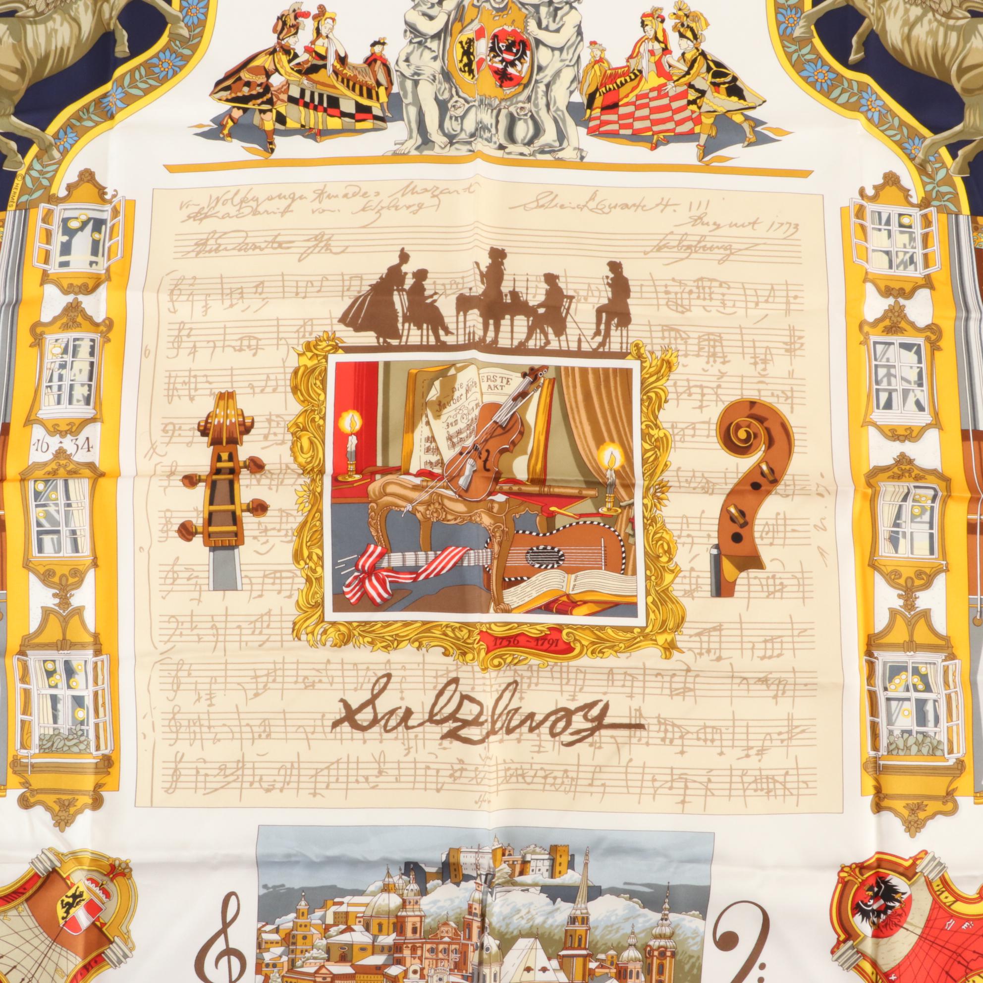 Hermès "Salzburg" Scarf 90 in Silk Twill