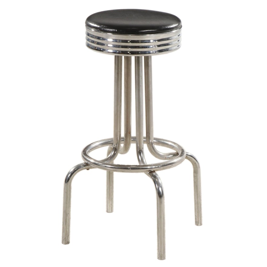 Contemporary Modernist Style Chromed Metal Barstool