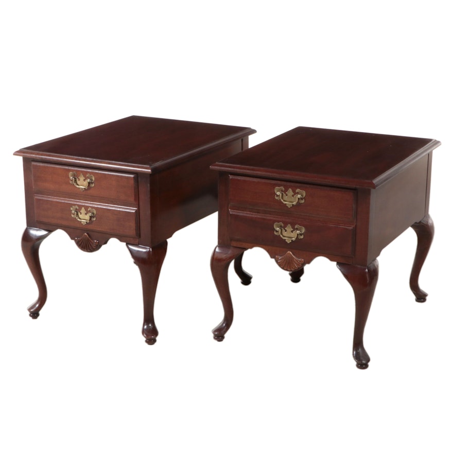 Pair of American Drew "Cherry Grove" Queen Anne Style Cherrywood Side Tables