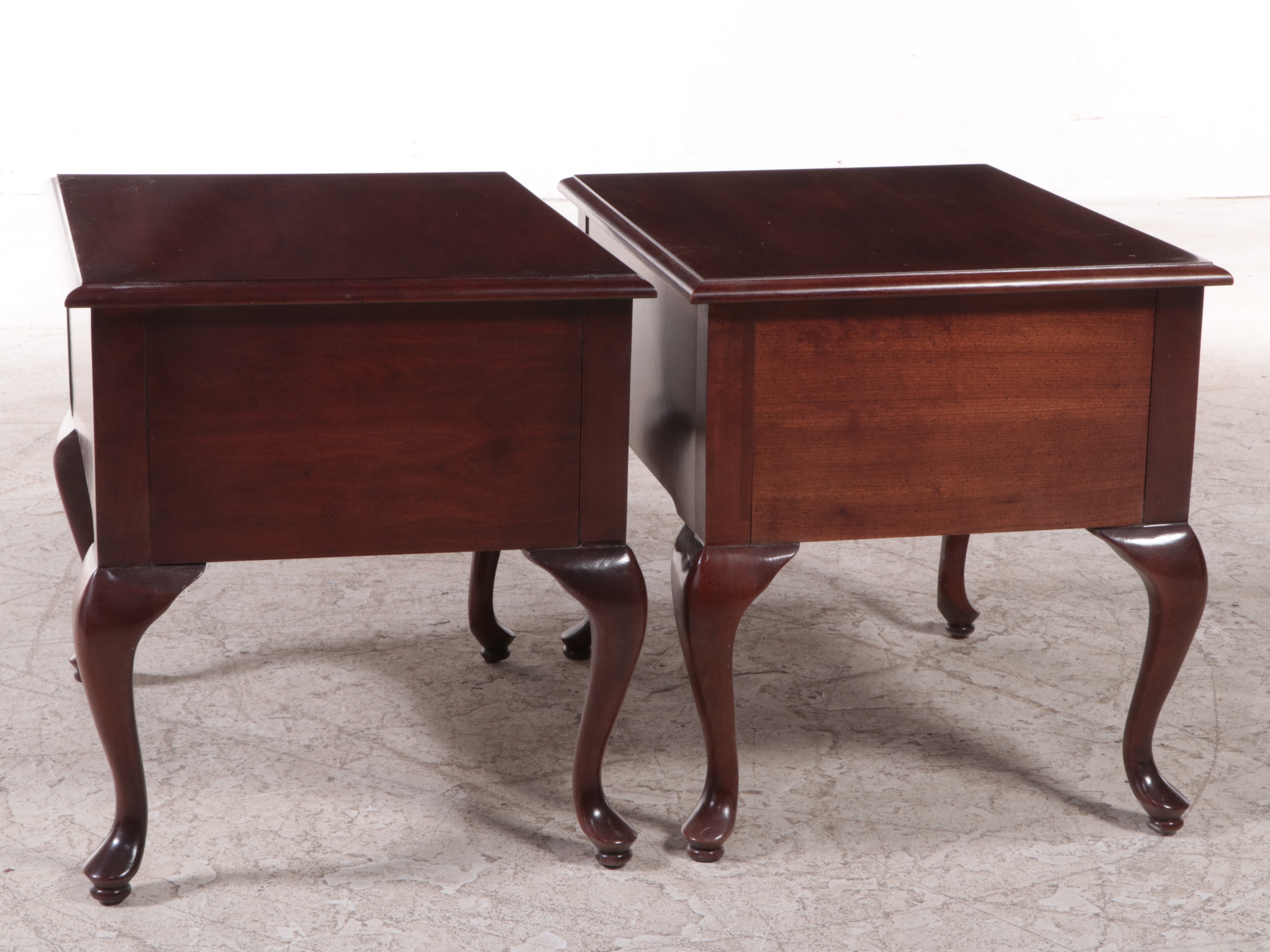 Pair of American Drew "Cherry Grove" Queen Anne Style Cherrywood Side Tables