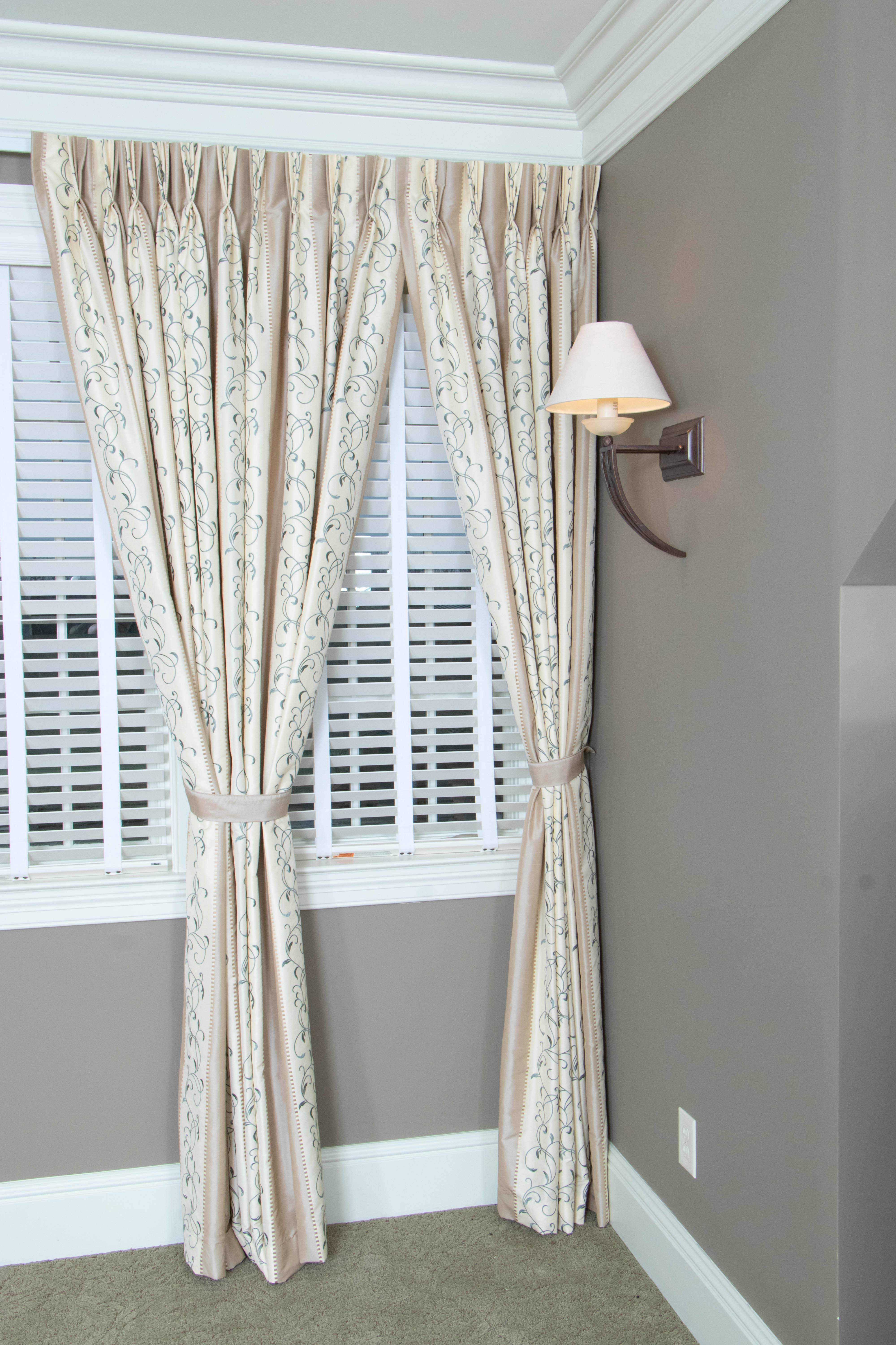 Custom Made Pinch Pleat Drapes with Tie Backs