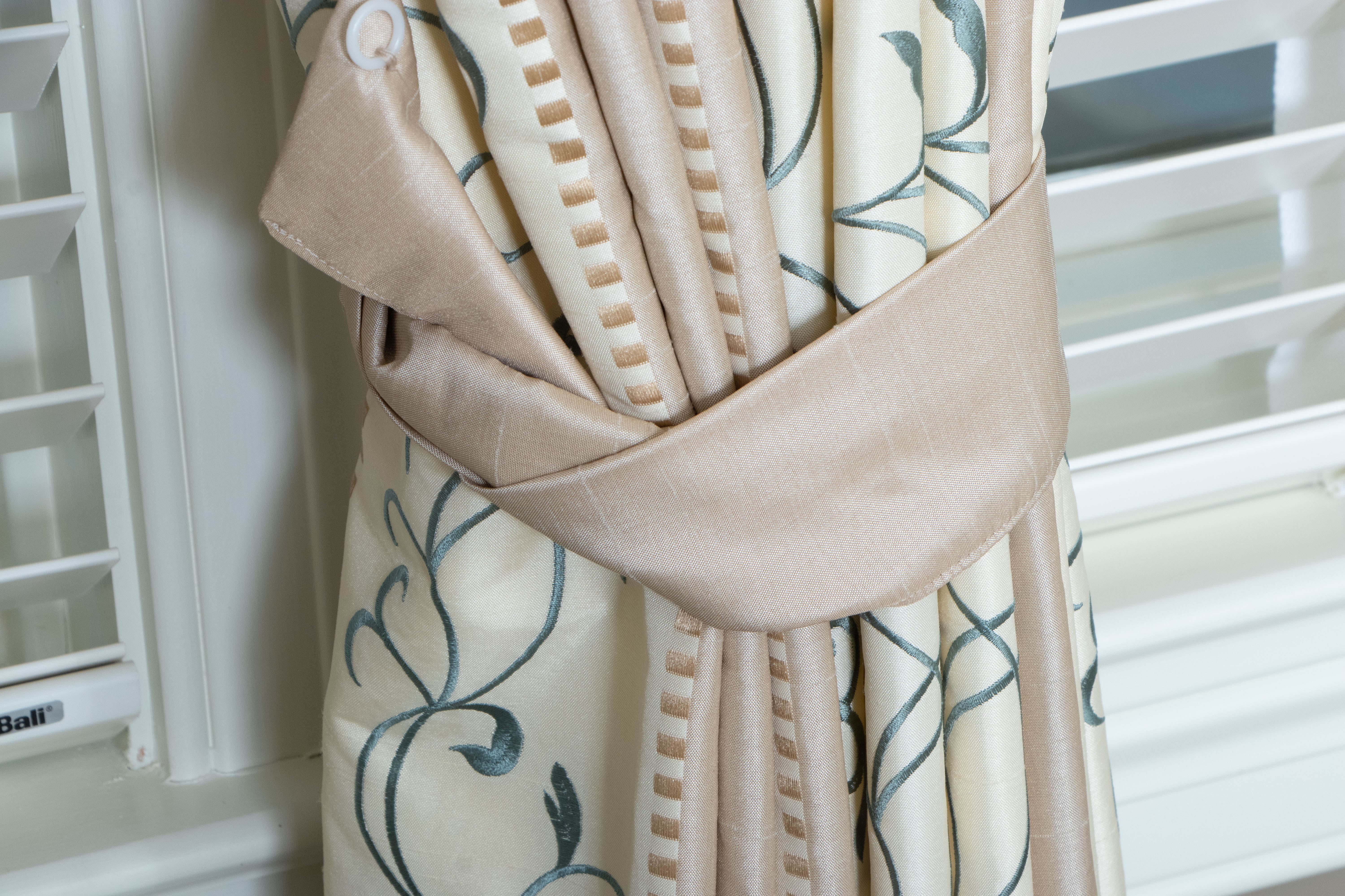 Custom Made Pinch Pleat Drapes with Tie Backs