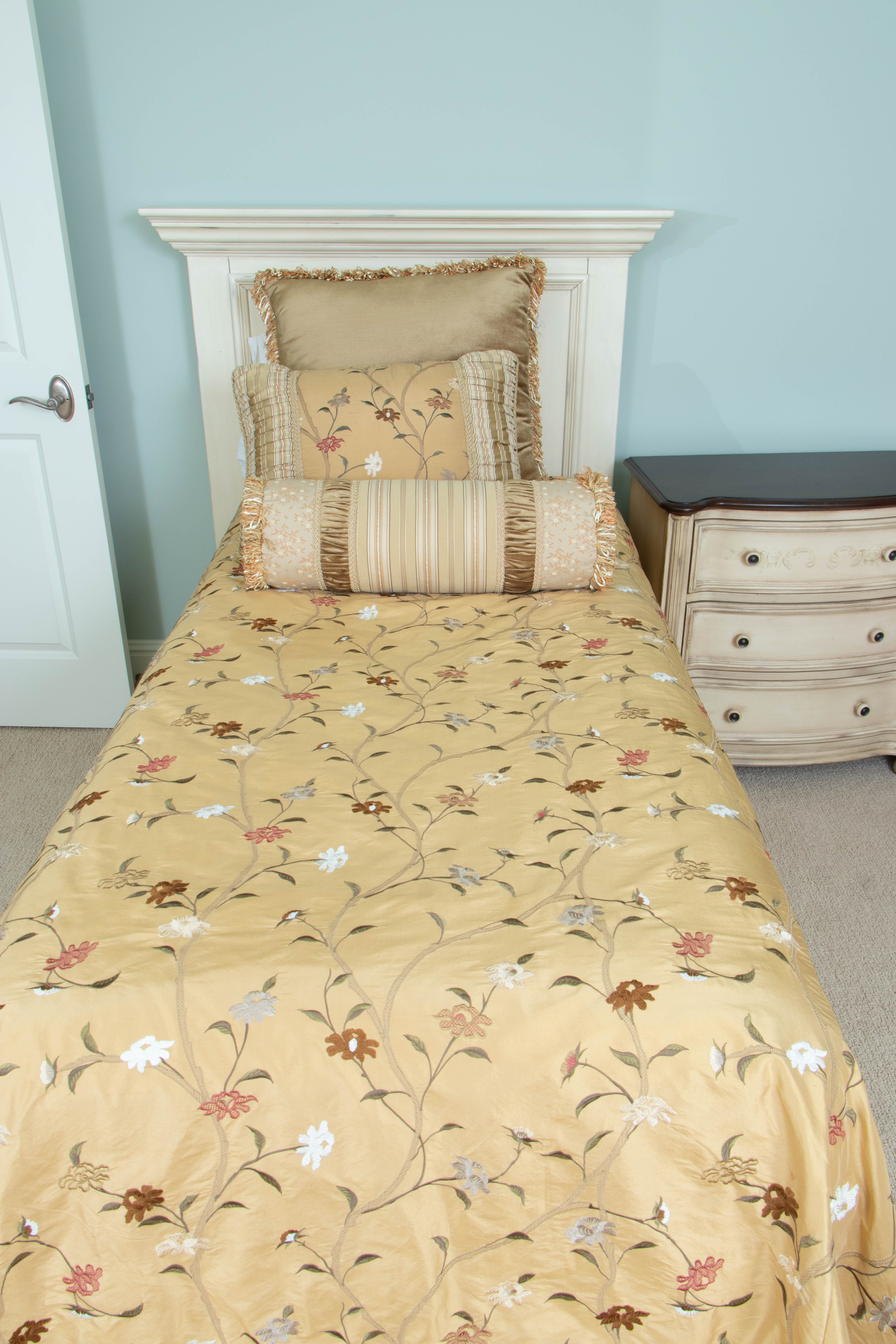 Pair of Cream-Painted Twin Headboards