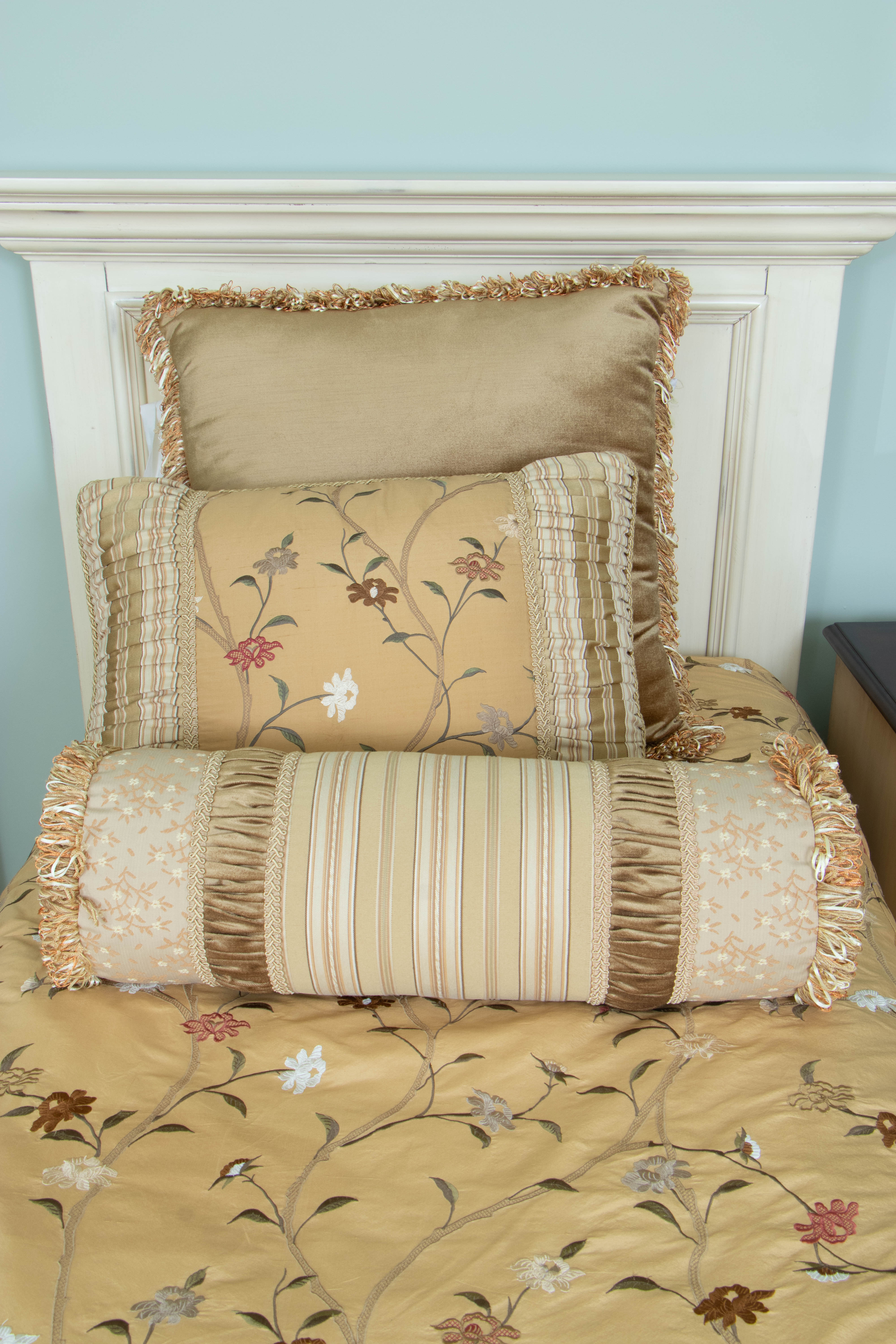 Pair of Cream-Painted Twin Headboards