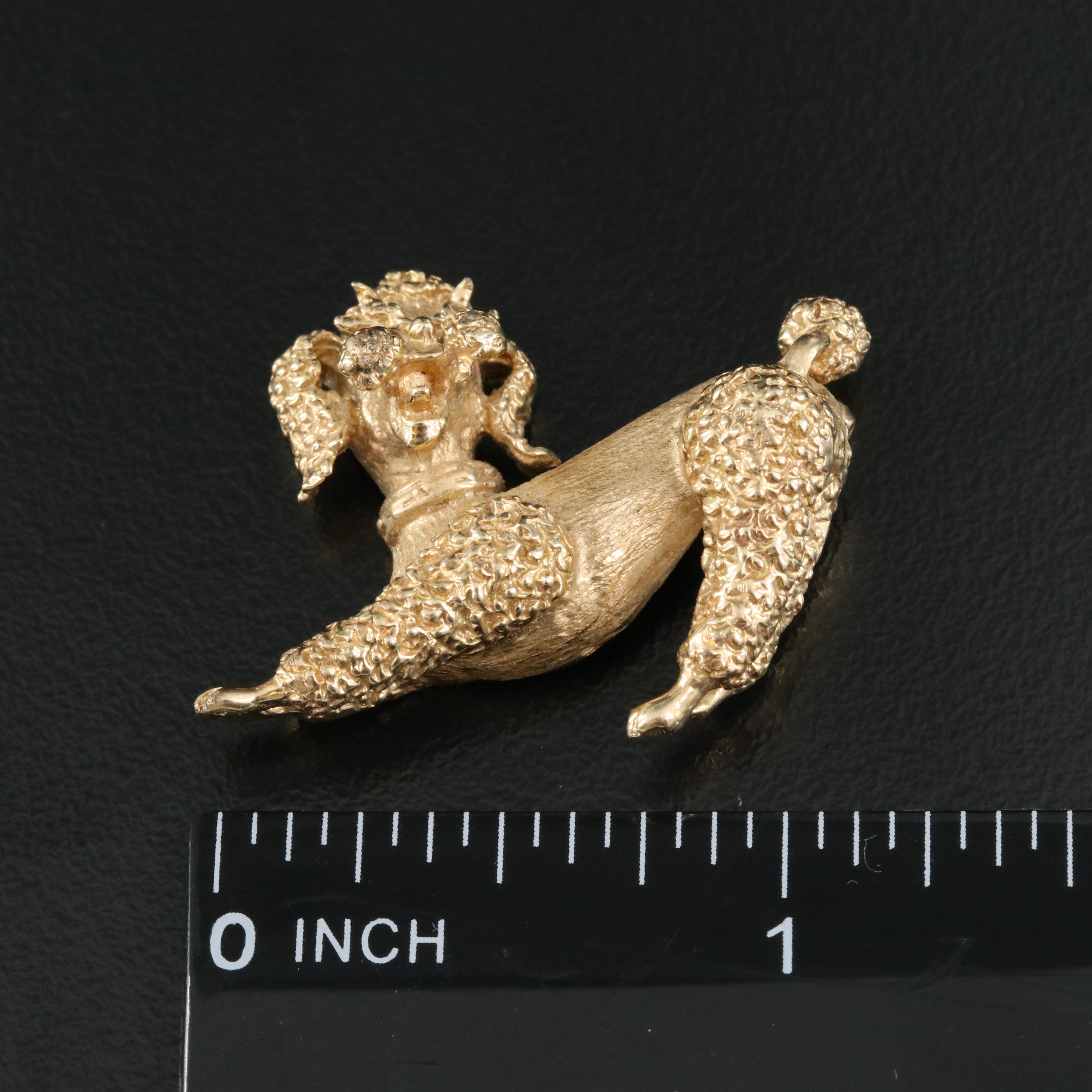 Vintage 14K Ruby Poodle Brooch