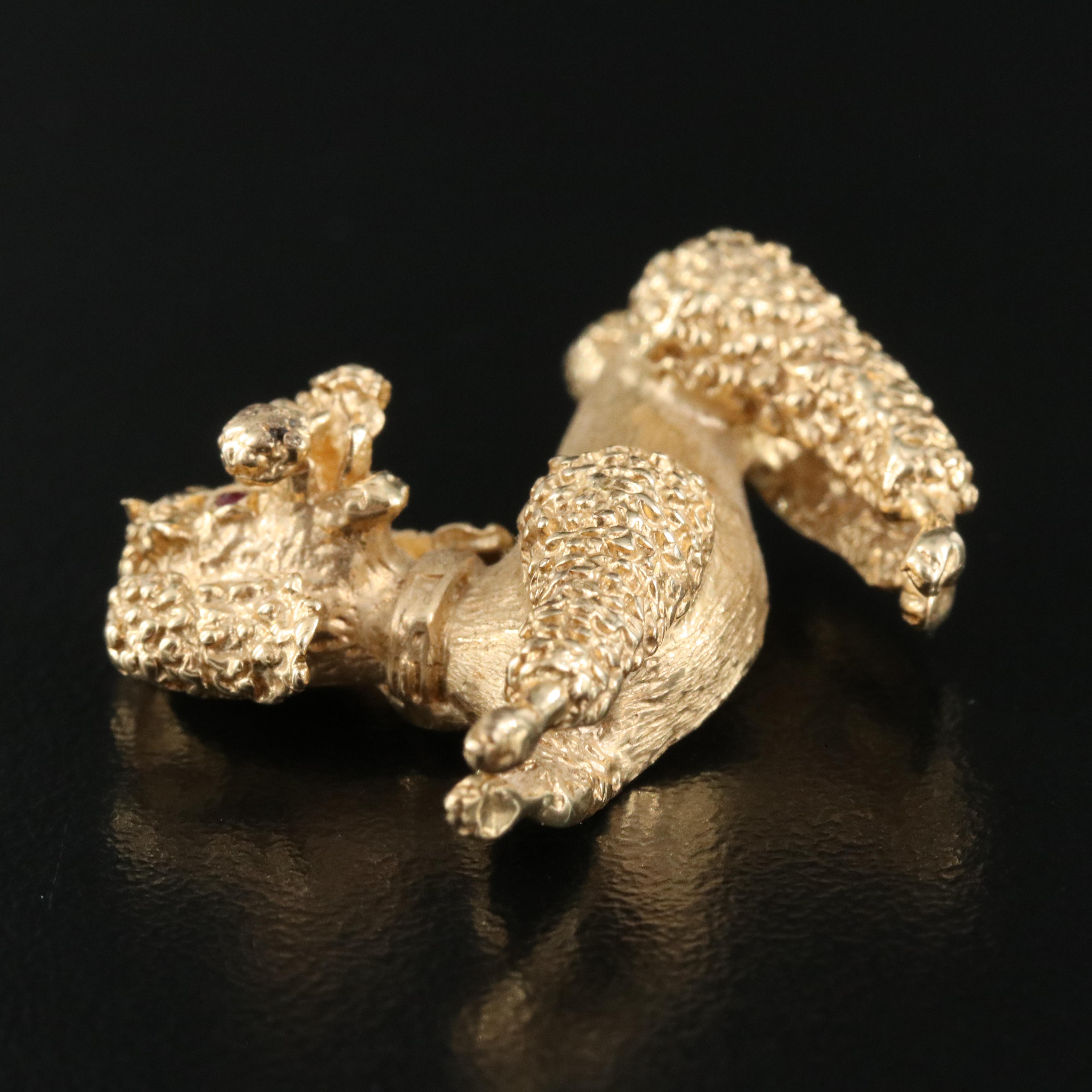 Vintage 14K Ruby Poodle Brooch