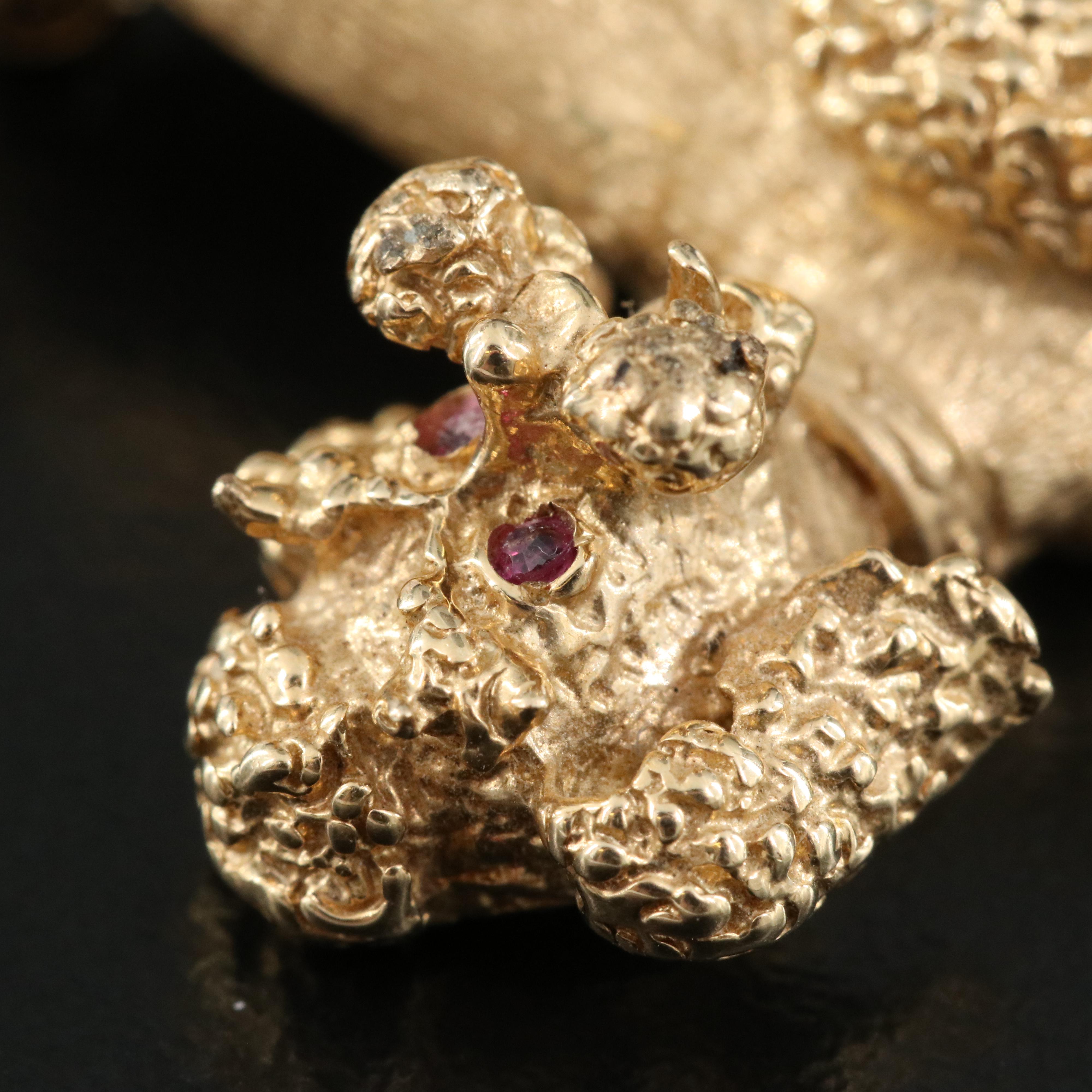 Vintage 14K Ruby Poodle Brooch