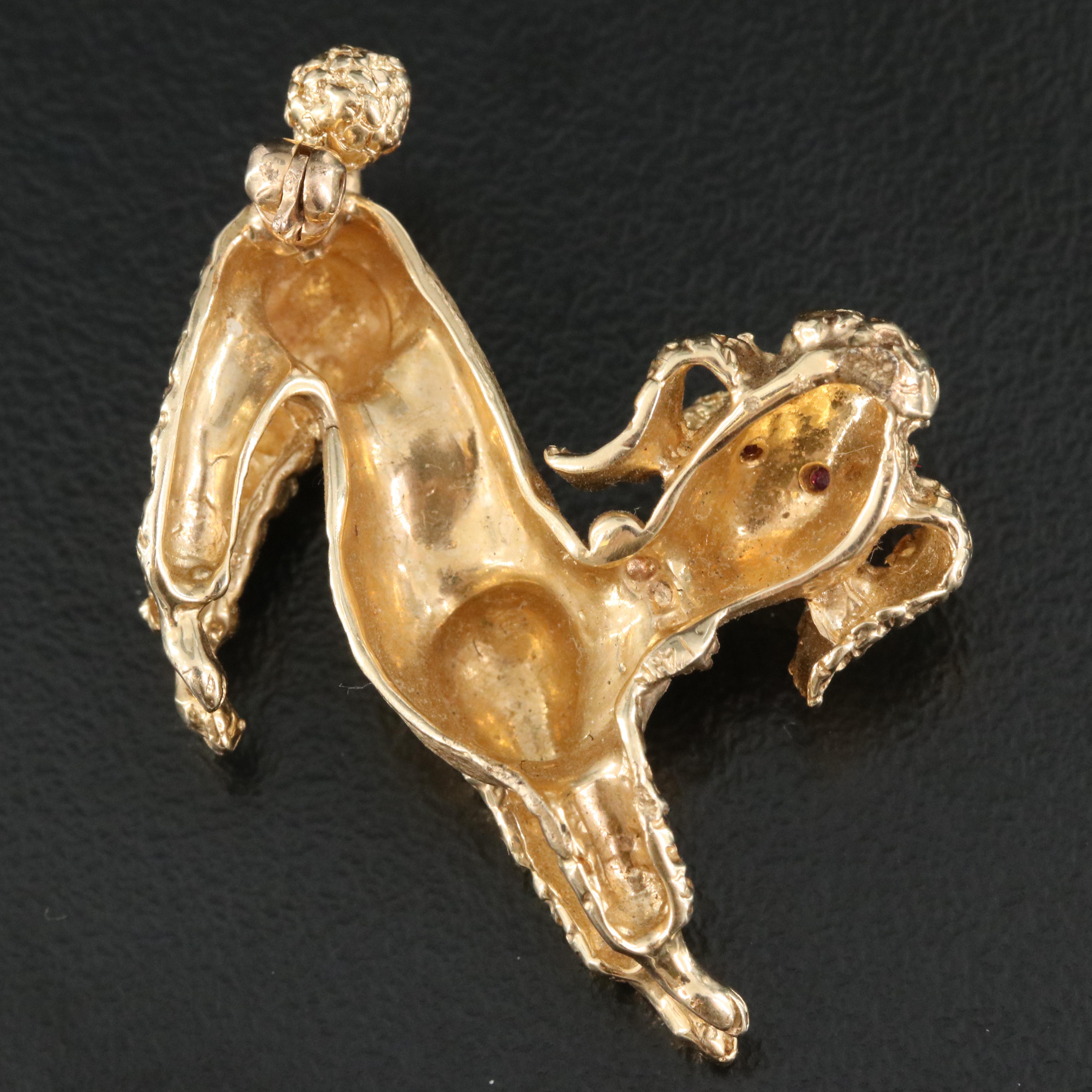 Vintage 14K Ruby Poodle Brooch