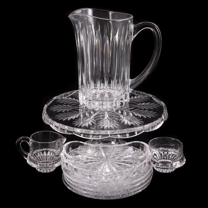 Crystal Clear Industries "Portico" Cake Plate and Plates with Other Tableware