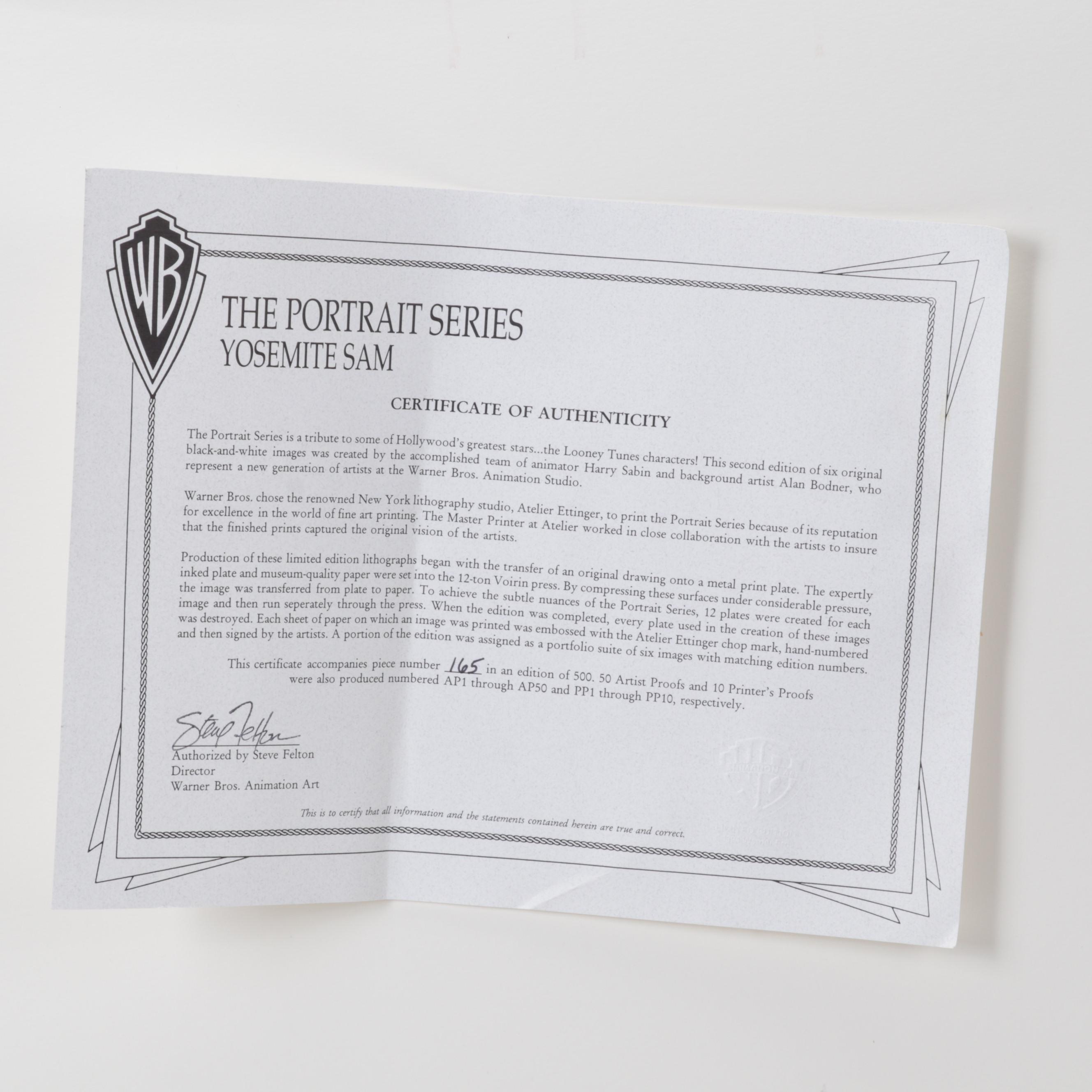 Harry Sabin and Alan Bodner for Warner Bros. Lithograph "Yosemite Sam," 1994