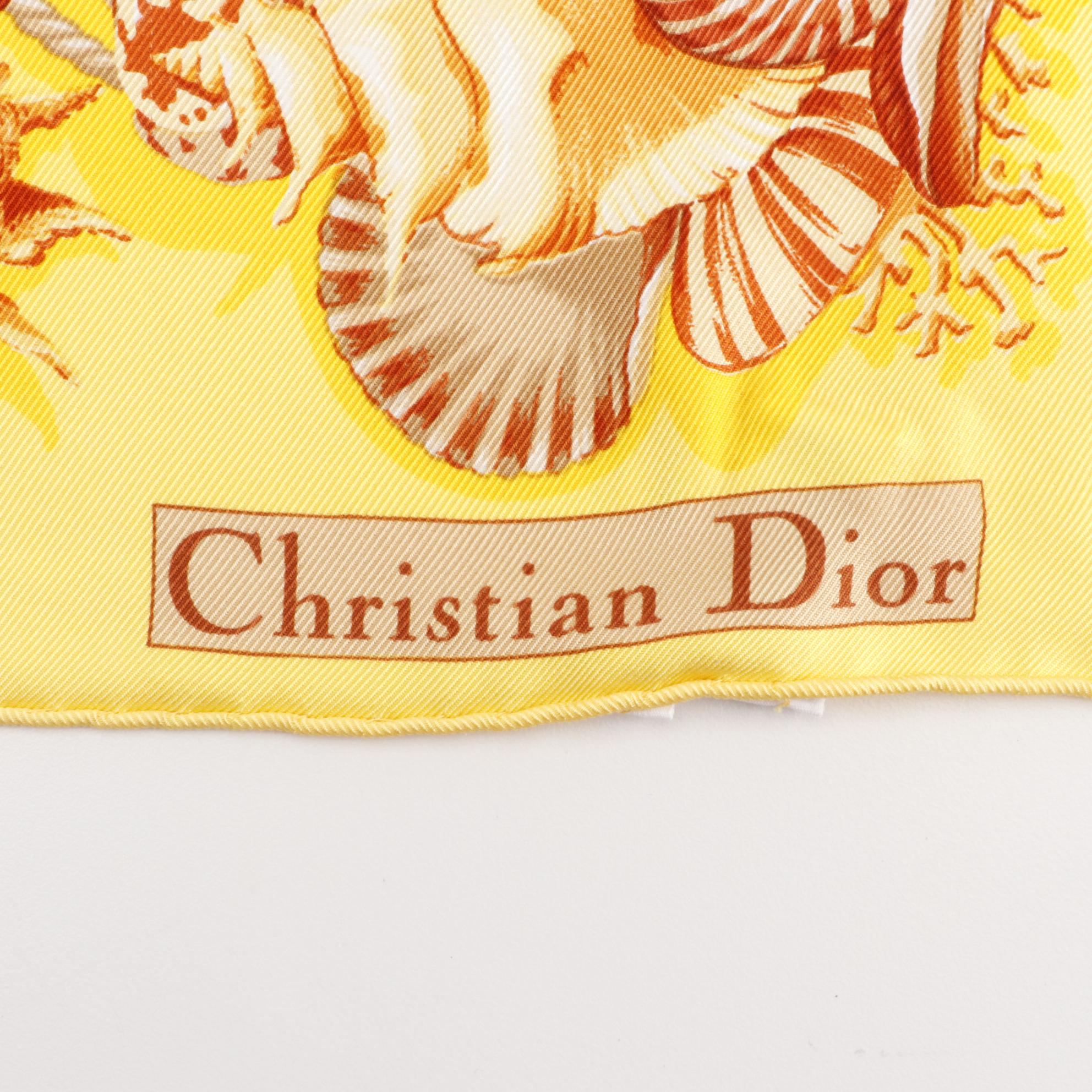 Christian Dior Sailing and Seashell Themed Scarf 90 in Silk Twill