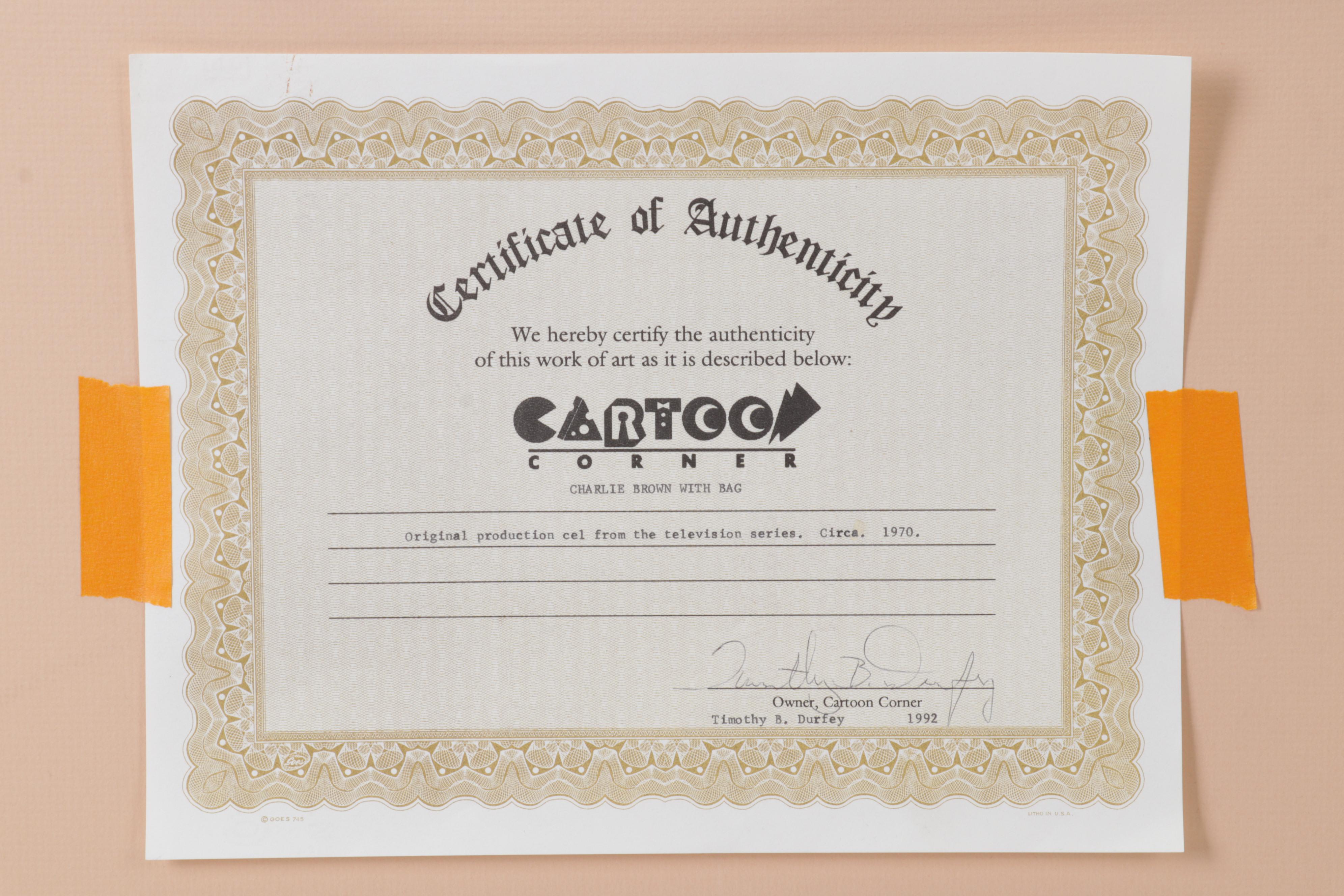 "Peanuts" Television Special Hand-Painted Animation Cel, Circa 1970