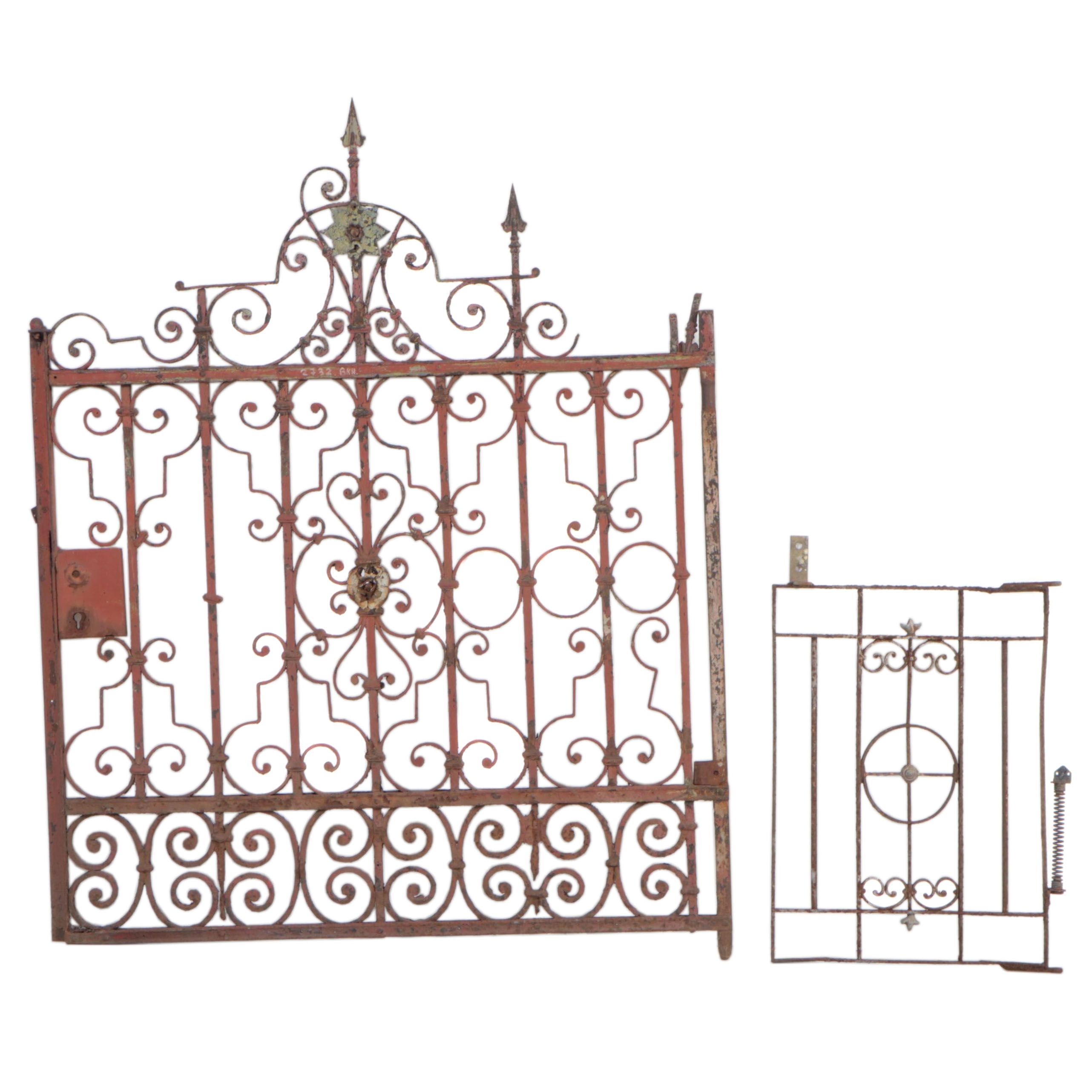 Victorian Wrought Iron Metal Gate and Door Fixture, Antique