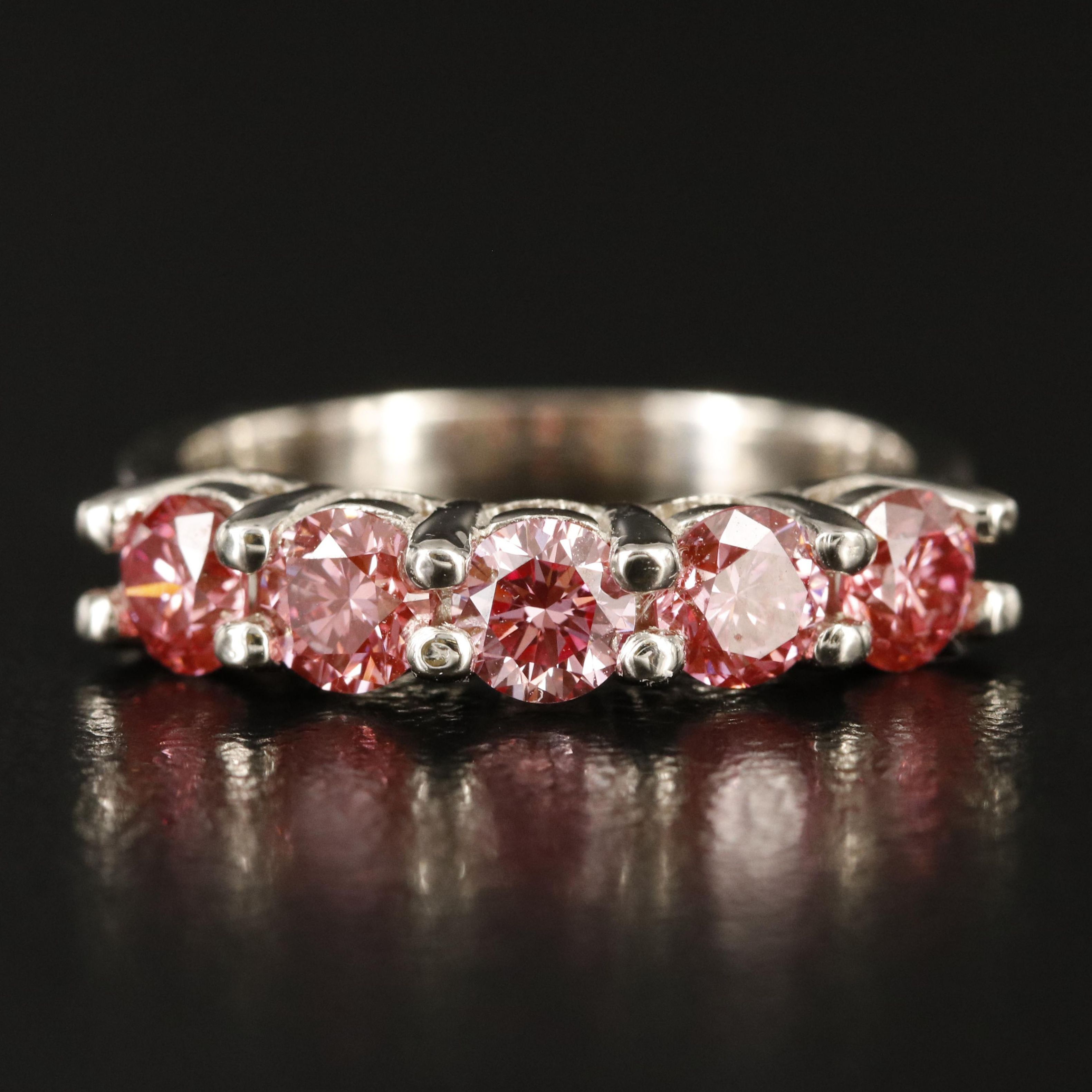 10K 1.00 CTW Fancy Pink Diamond Five Stone Band