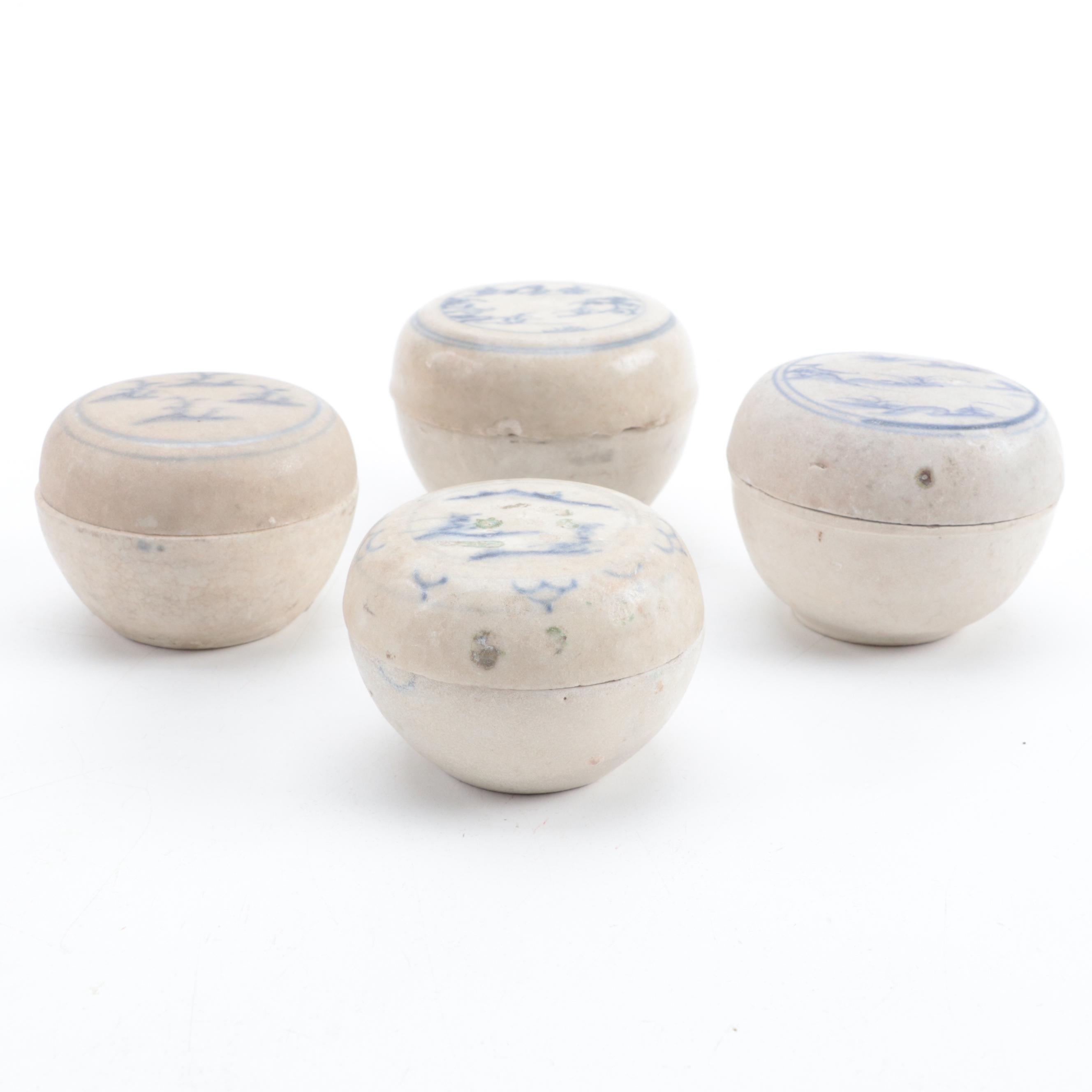Vietnamese Blue and White Porcelain Lidded Boxes, 17th C