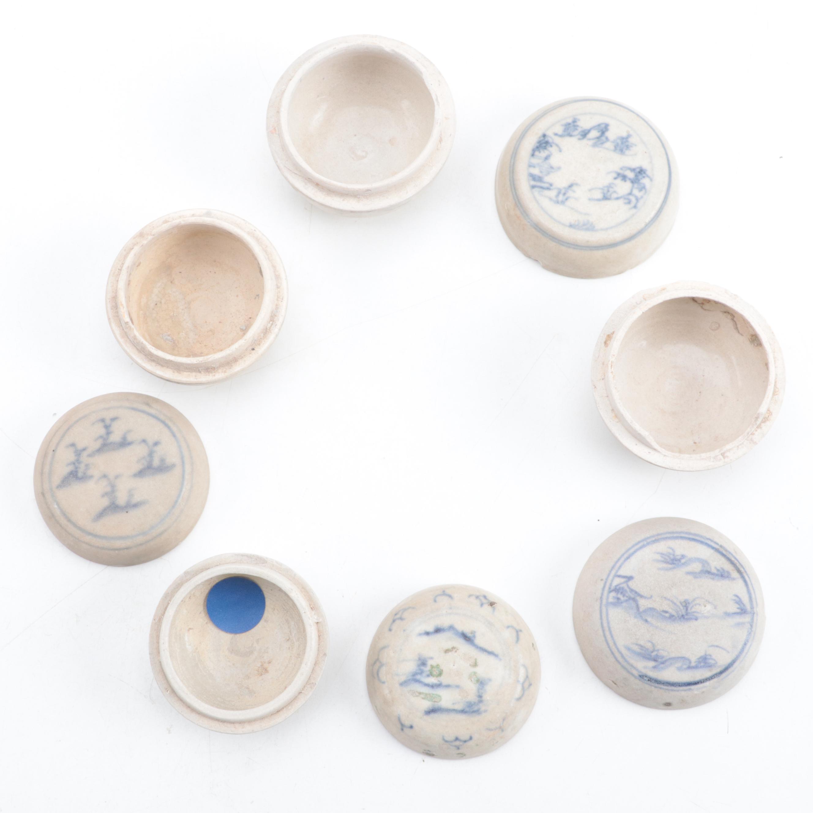 Vietnamese Blue and White Porcelain Lidded Boxes, 17th C