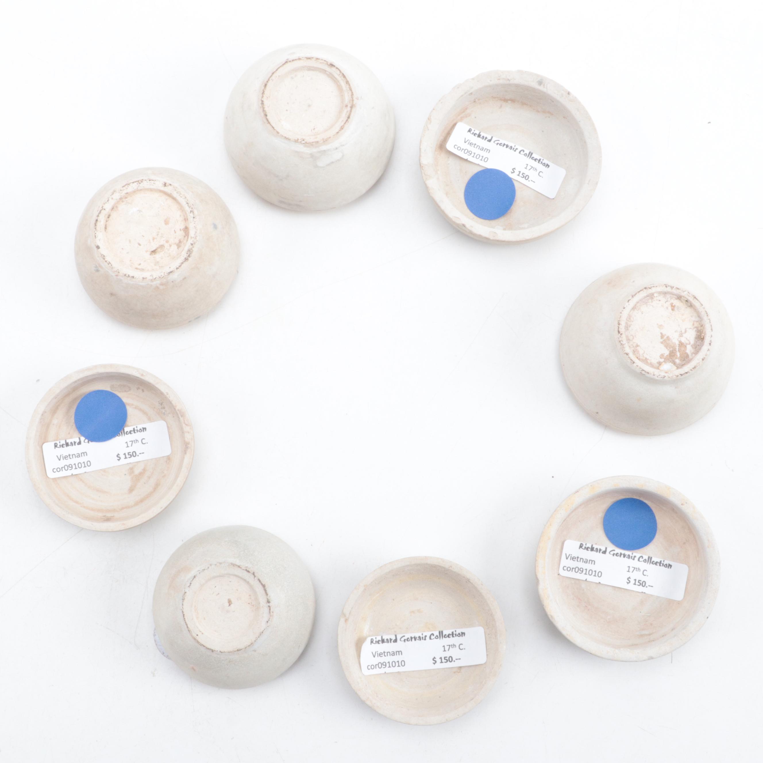 Vietnamese Blue and White Porcelain Lidded Boxes, 17th C