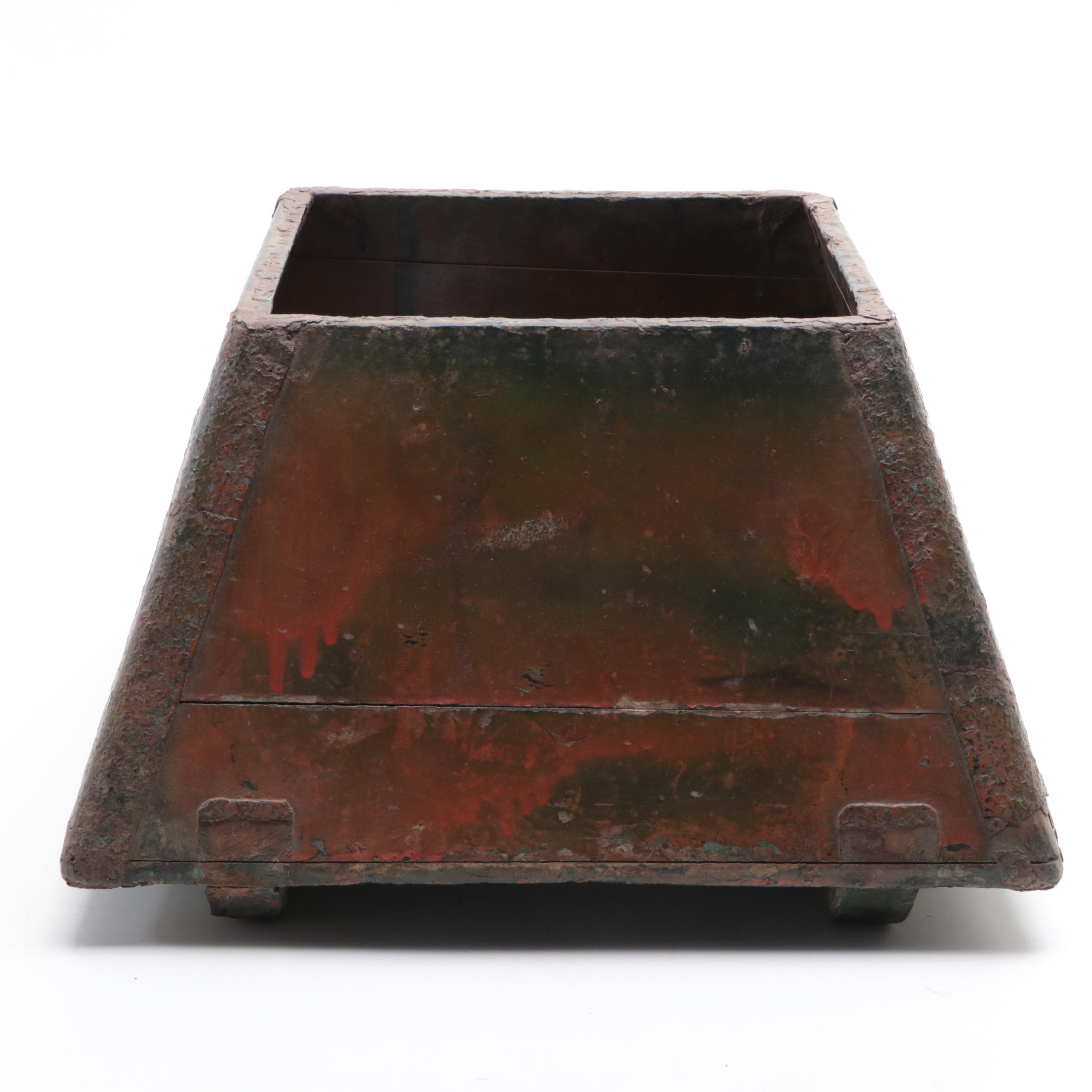 Chinese Metal Rimmed Wood Rice/Grain Measure, Early 20th Century