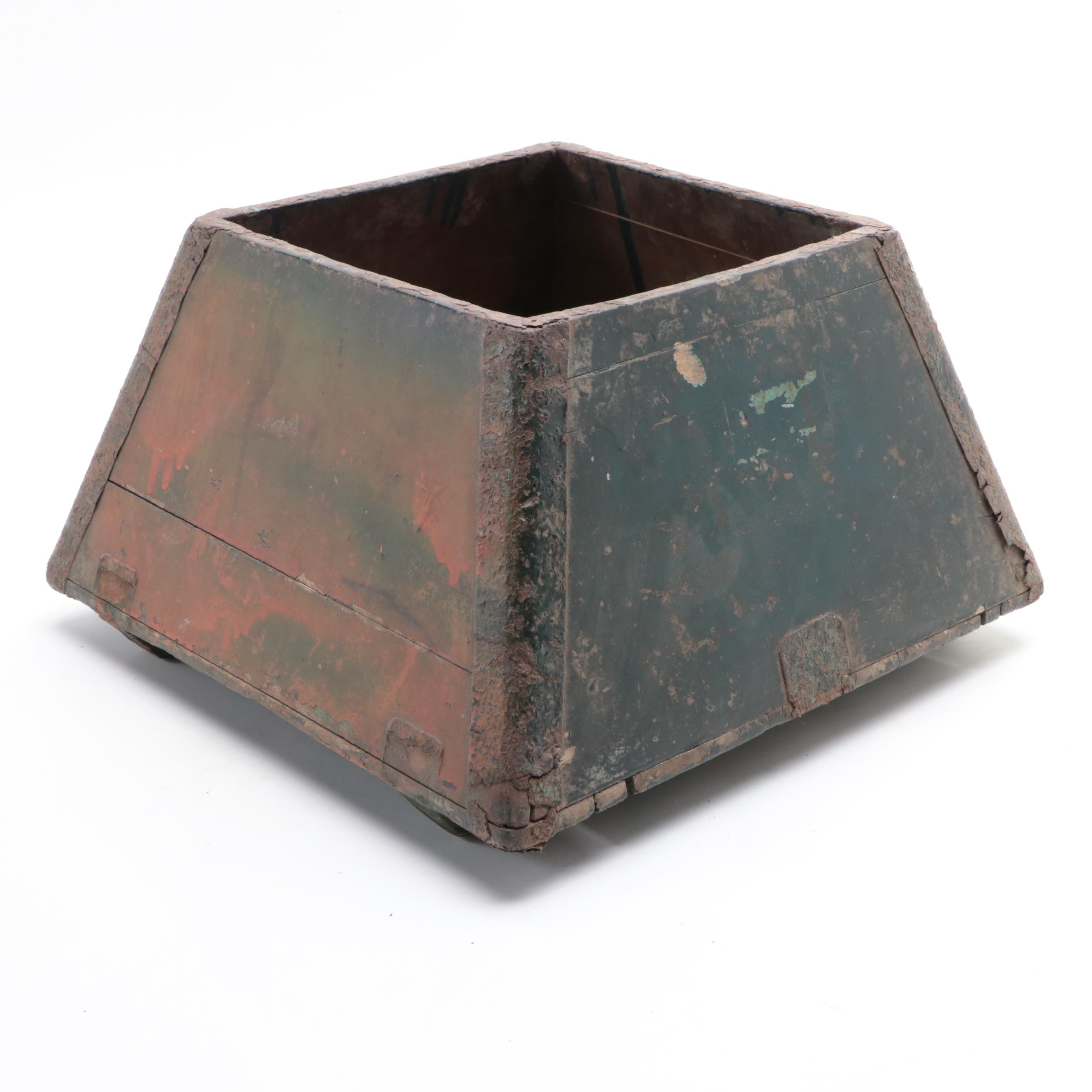 Chinese Metal Rimmed Wood Rice/Grain Measure, Early 20th Century