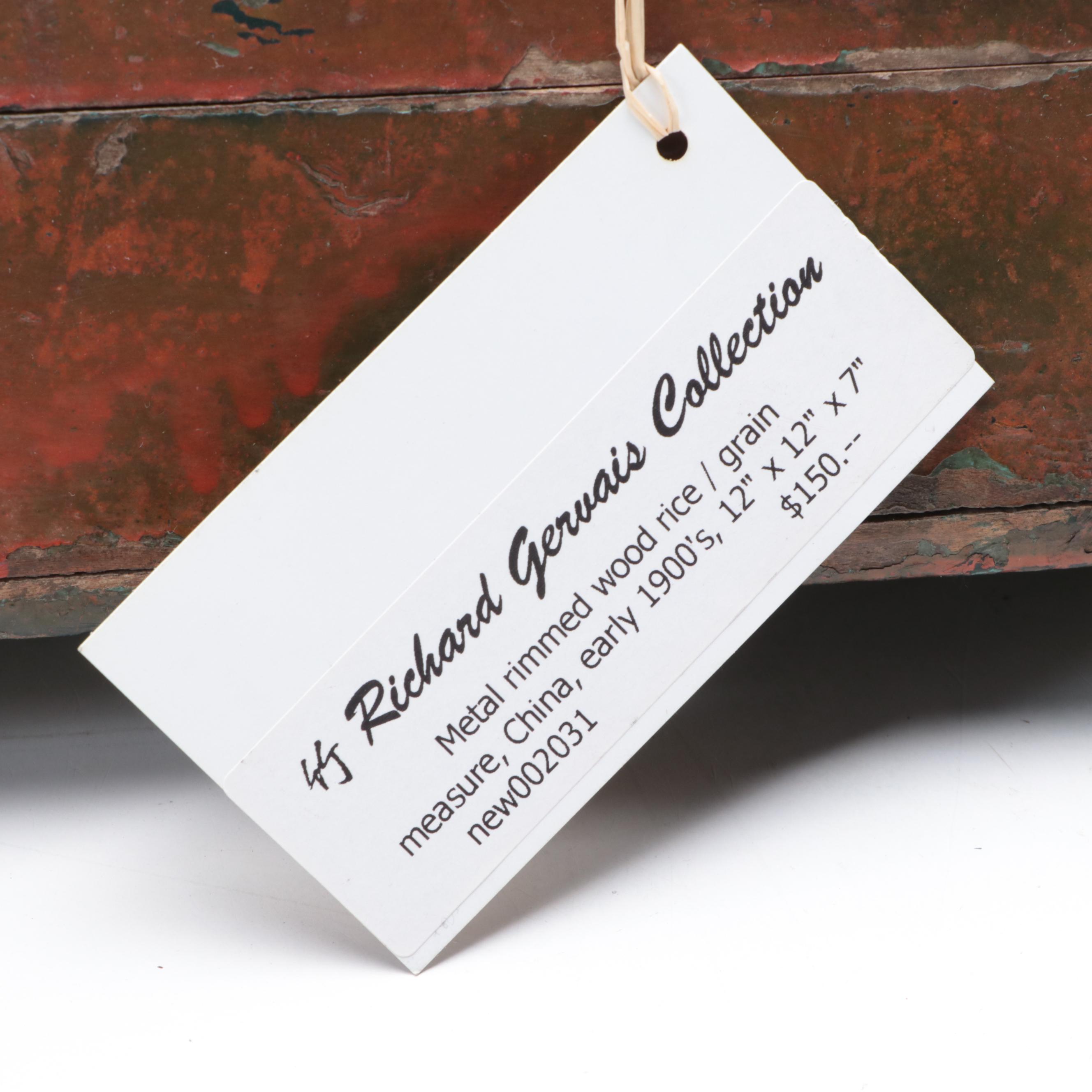 Chinese Metal Rimmed Wood Rice/Grain Measure, Early 20th Century