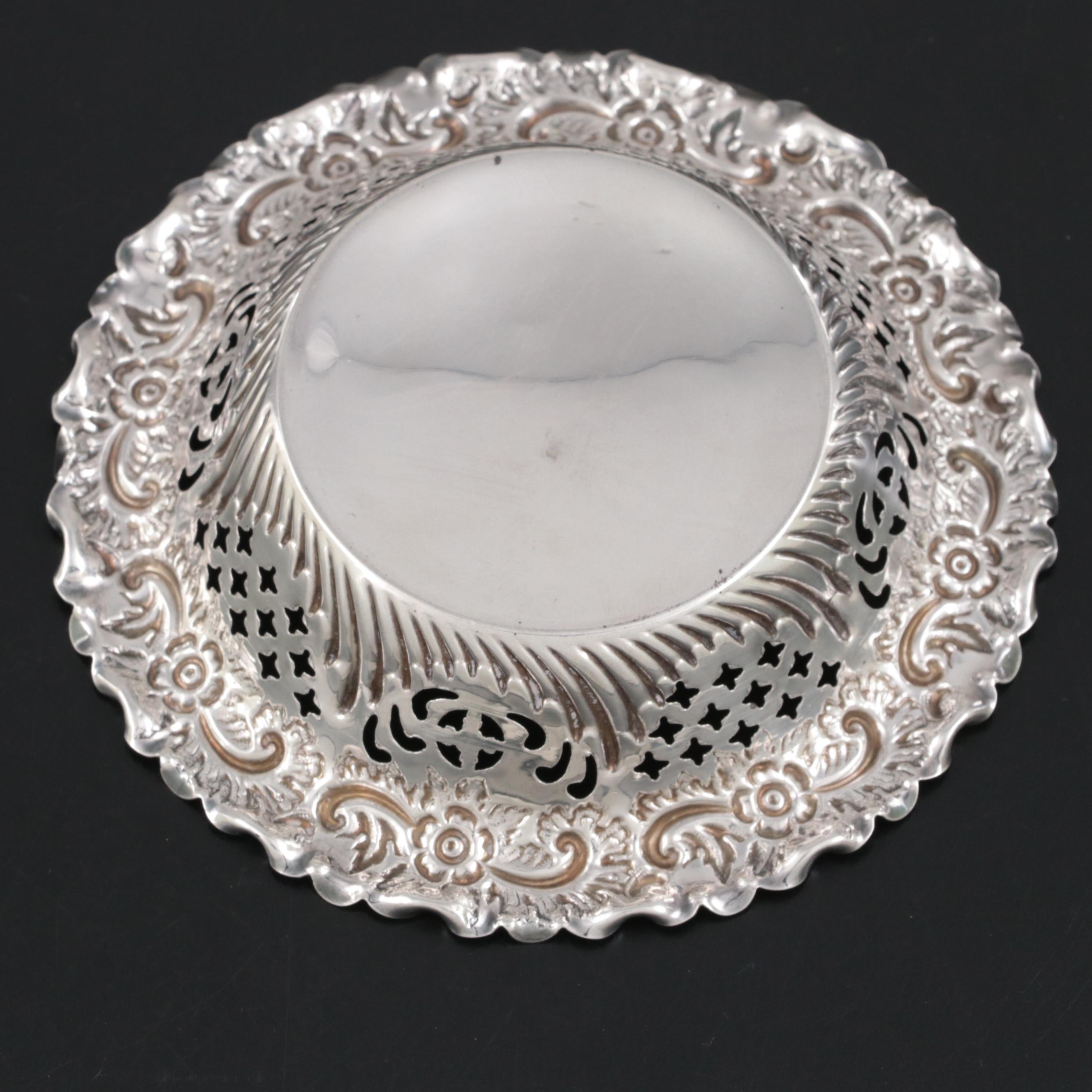 Fenton Brothers Ltd. of London Pierced Sterling Silver Nut Dish, 1897