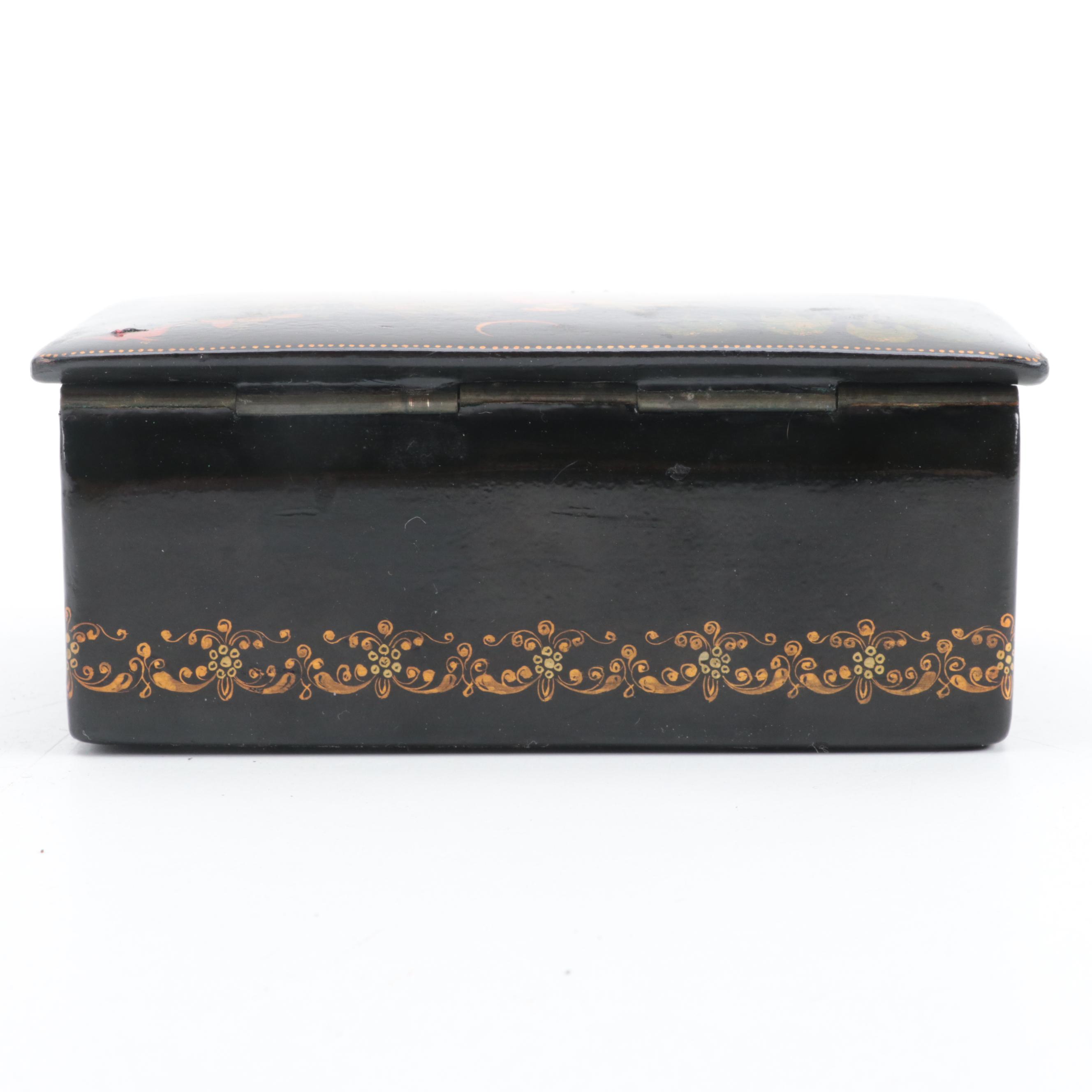 Russian Palekh Hand-Painted Fairytale Lacquer Box