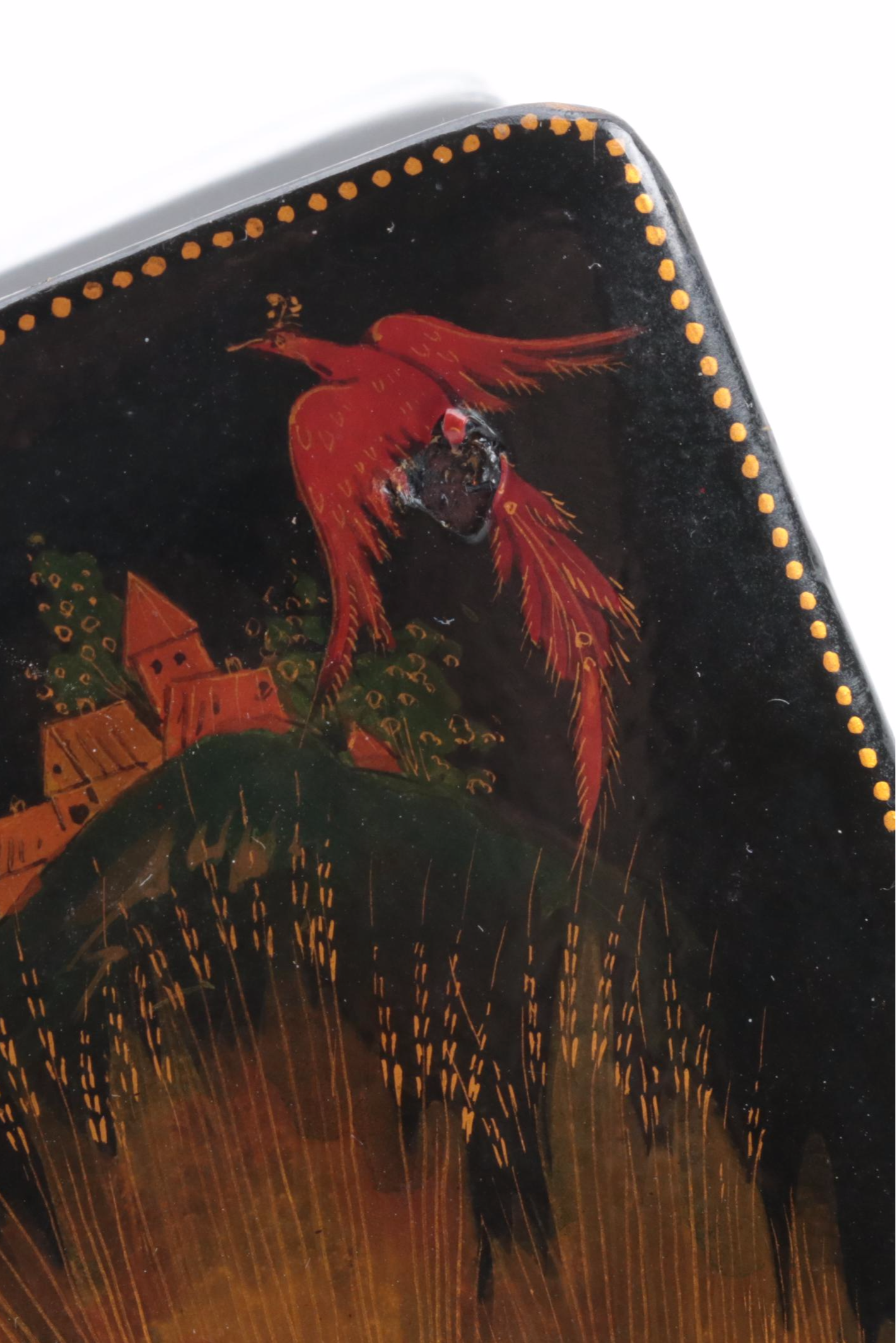 Russian Palekh Hand-Painted Fairytale Lacquer Box