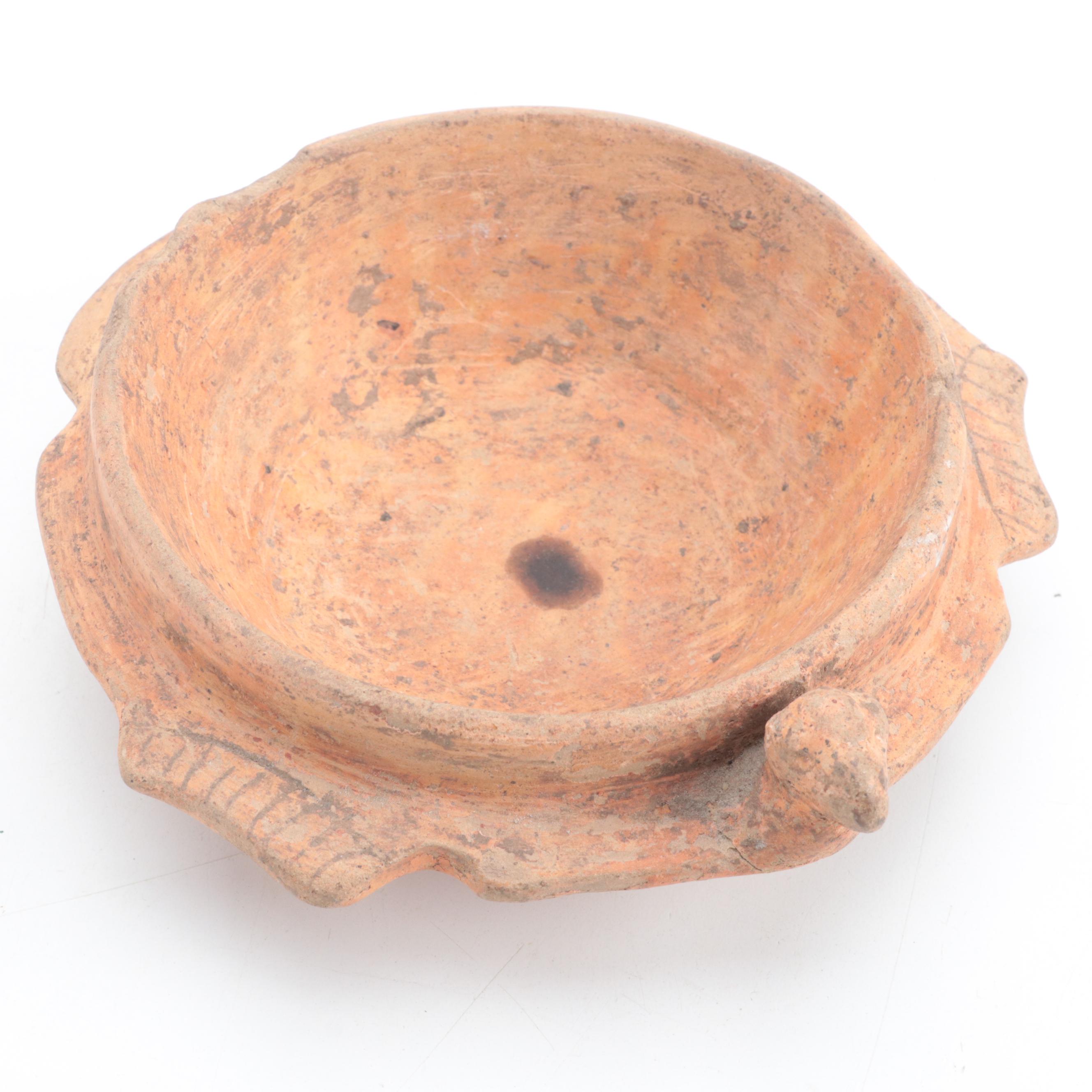 Pre-Columbian Ceramic Stylized Bird Tripod Bowl, Guatemala