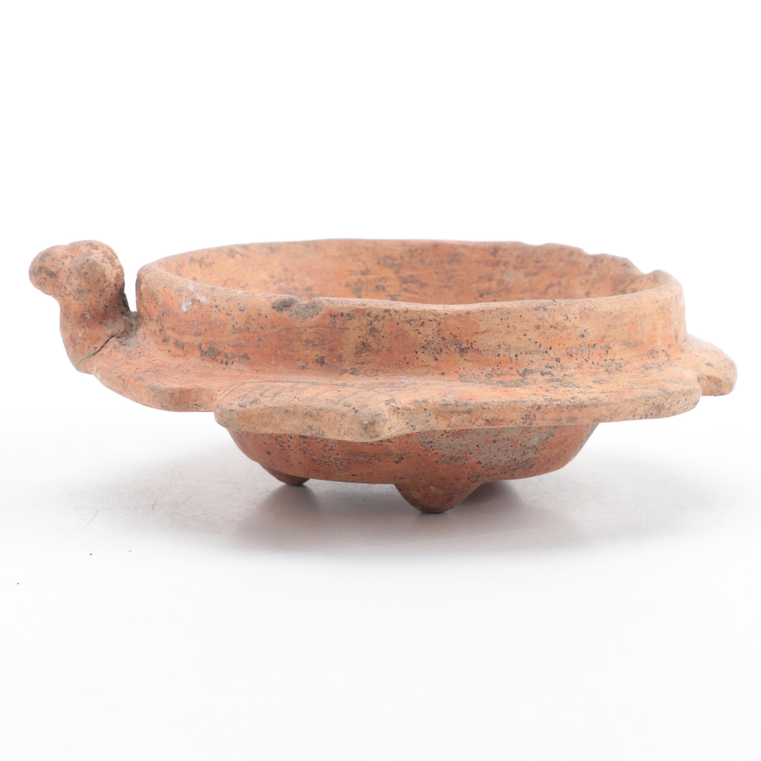 Pre-Columbian Ceramic Stylized Bird Tripod Bowl, Guatemala