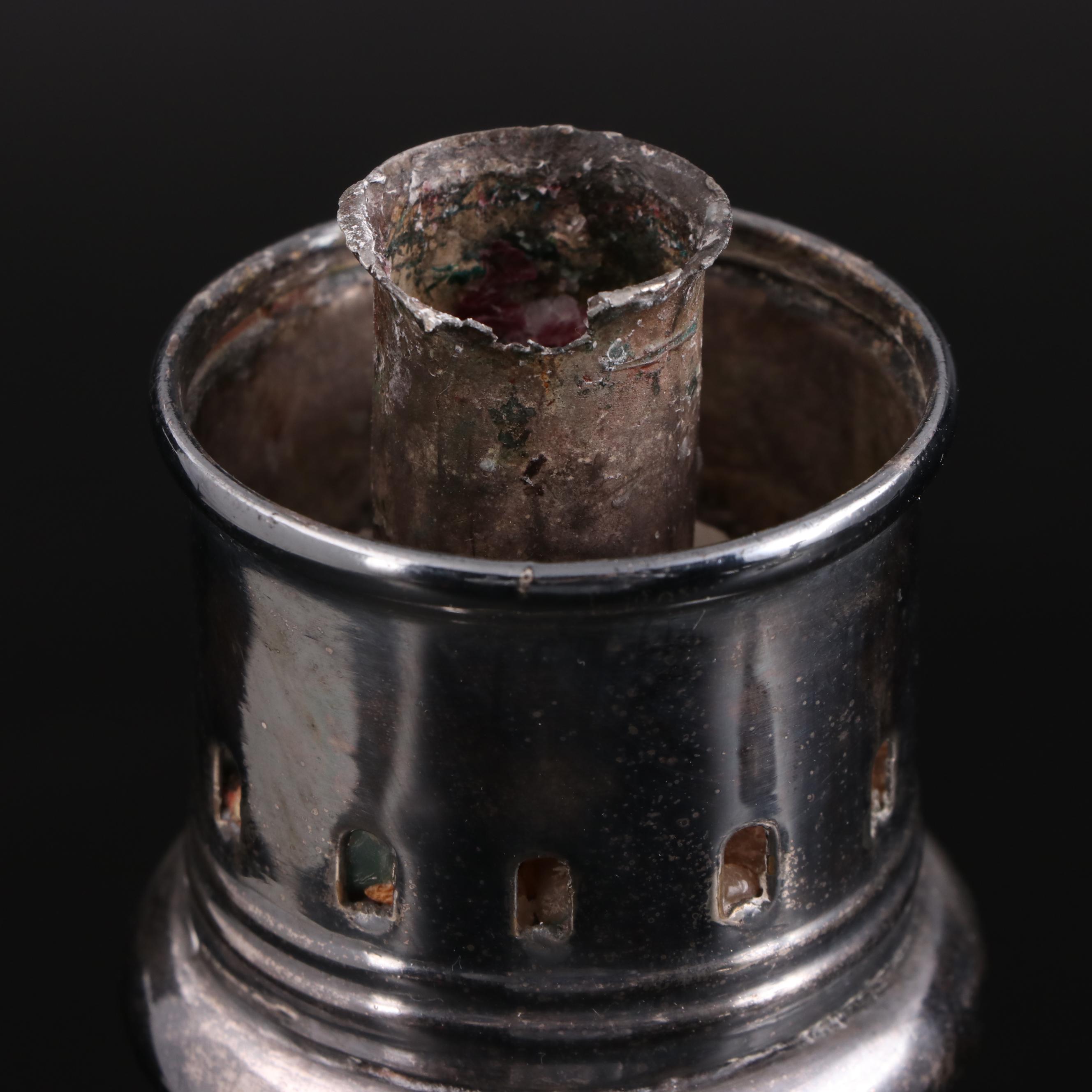 Pair of Victorian Silver Plate on Brass Hurricane Candlesticks, 19th Century