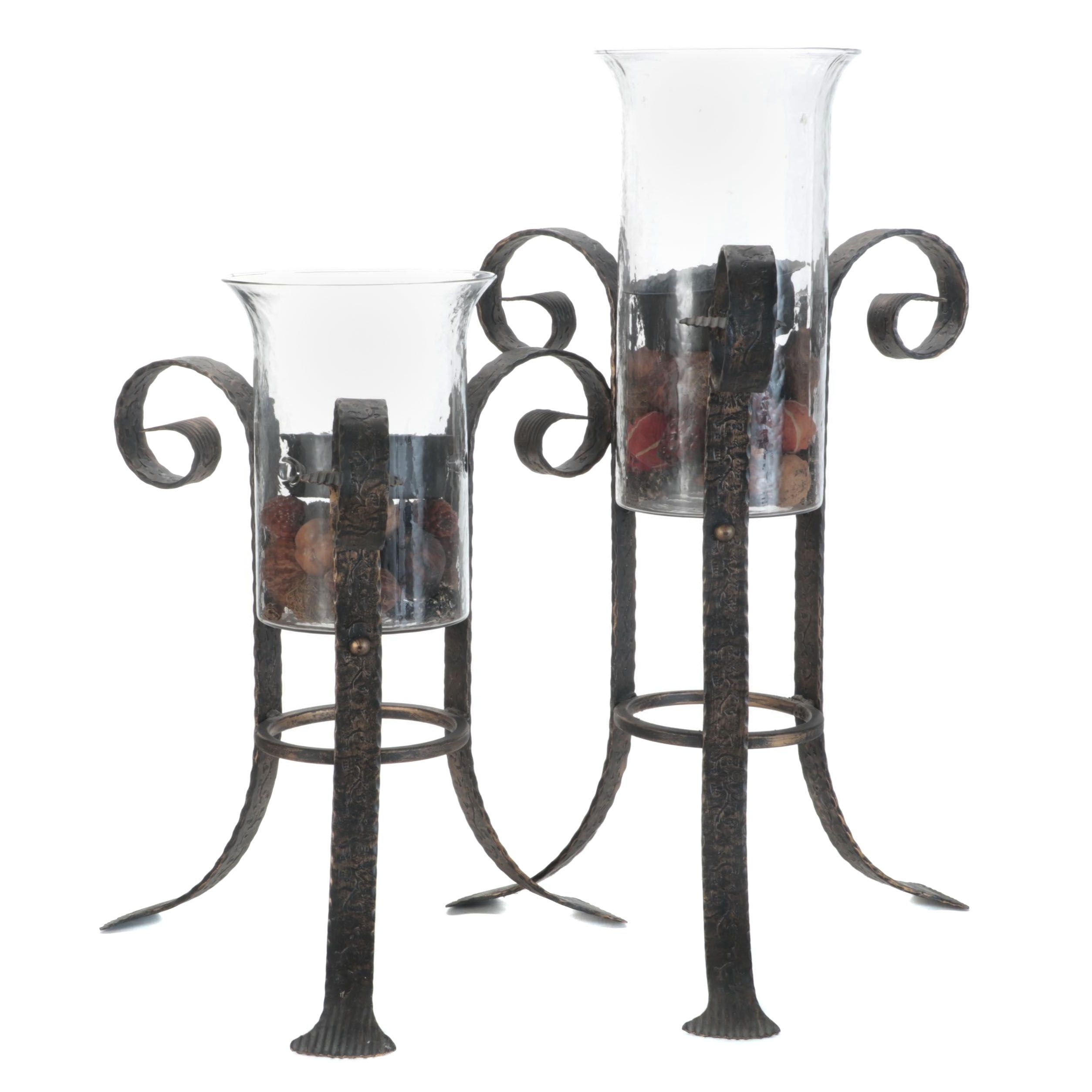 Copper and Glass Candelabras