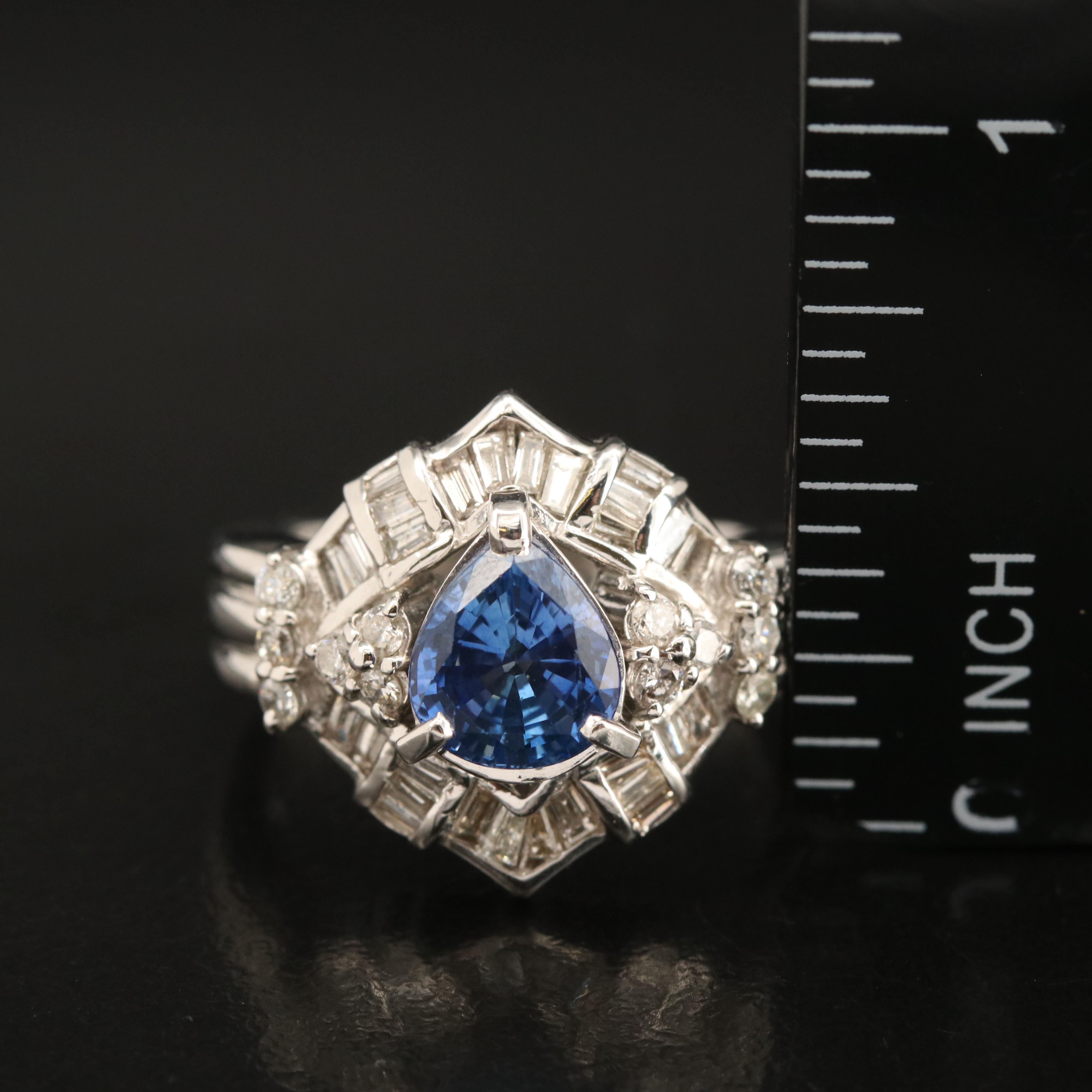 Platinum 1.78 CT Sapphire and Diamond Ring